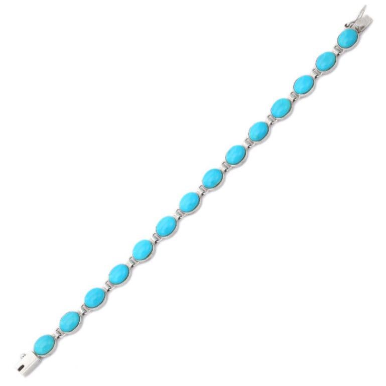 Bracciale con gemme turchesi in argento Sterling Regalo Unisex In condizioni Nuovo in vendita a New York, NY