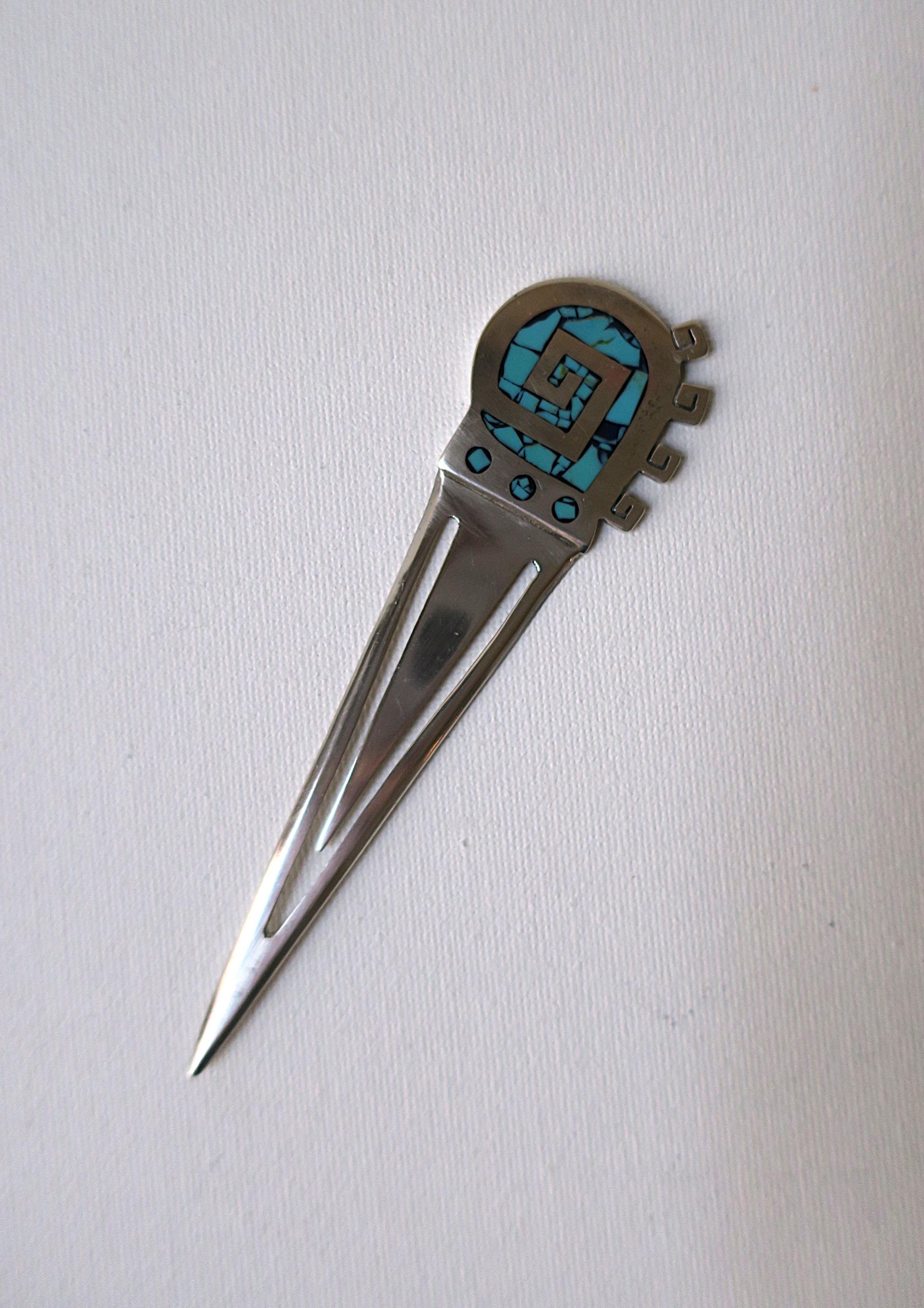 Sterling Silver Turquoise Bookmarker Letter Opener For Sale 1