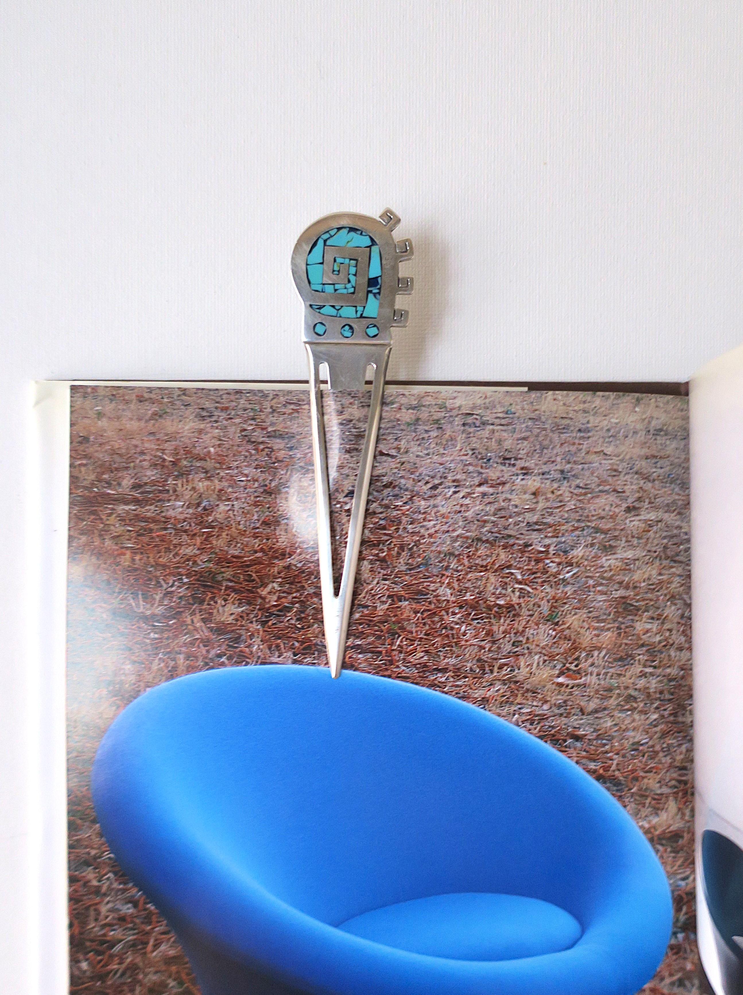 Sterling Silver Turquoise Bookmarker Letter Opener For Sale 2