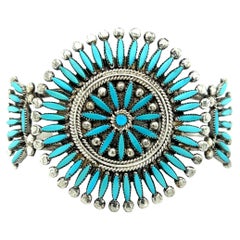 Sterling Silver Turquoise Needlepoint Cuff Bracelet
