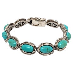 Bracciale con maglie ovali in argento sterling e turchese n. 24643