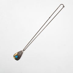 Collier en argent sterling avec pendentif en turquoise 18".