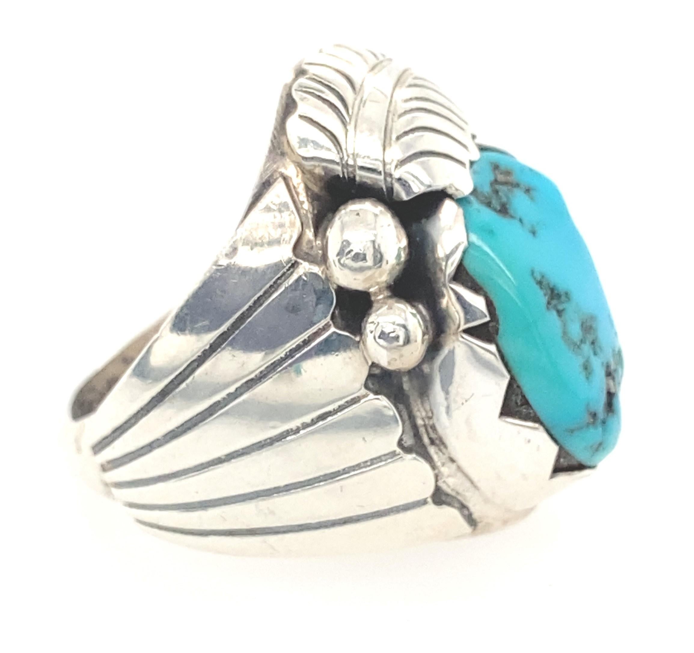 Türkis-Ring aus Sterlingsilber des Navajo-Künstlers Dan Whitegoat (Kunsthandwerker*in)