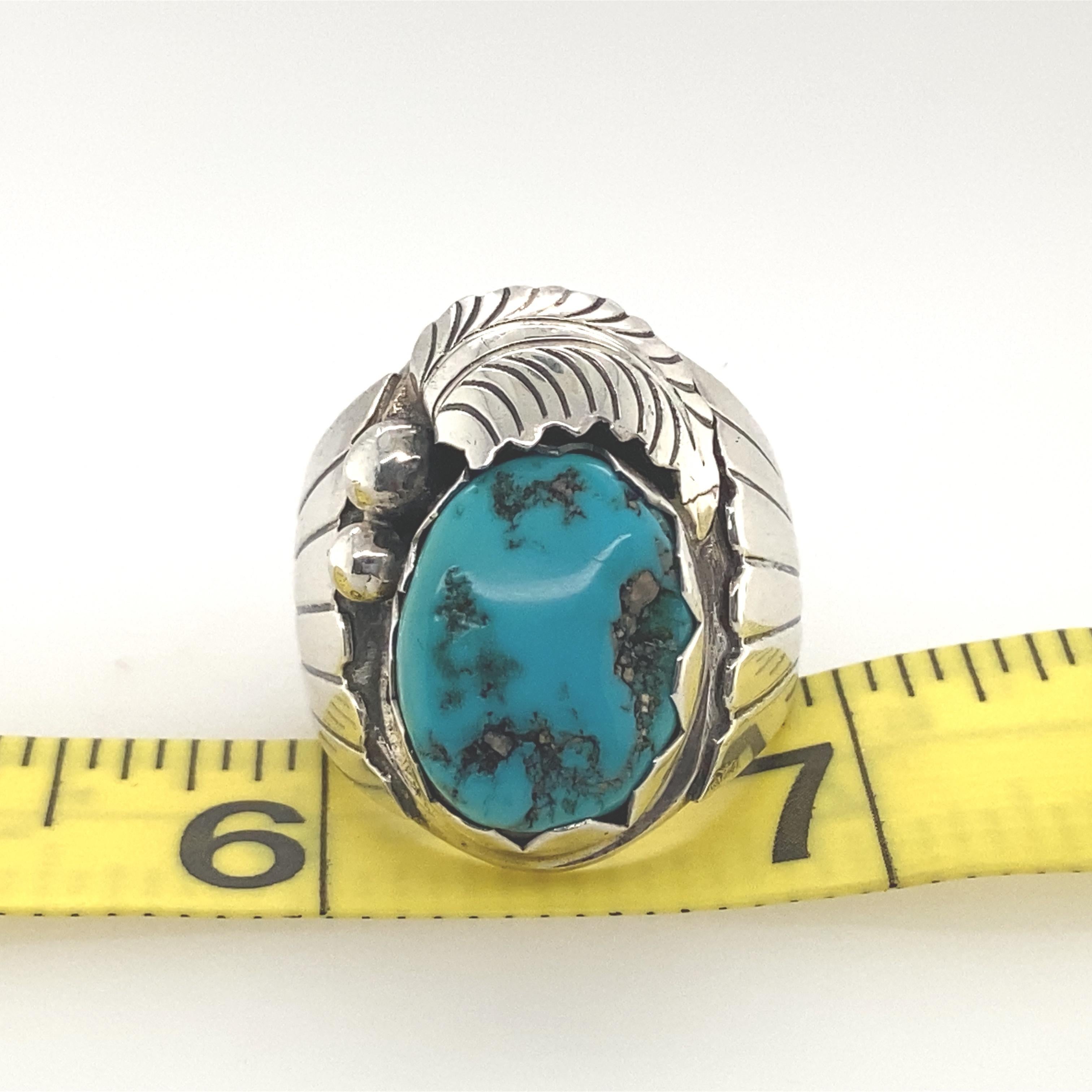 Türkis-Ring aus Sterlingsilber des Navajo-Künstlers Dan Whitegoat 1
