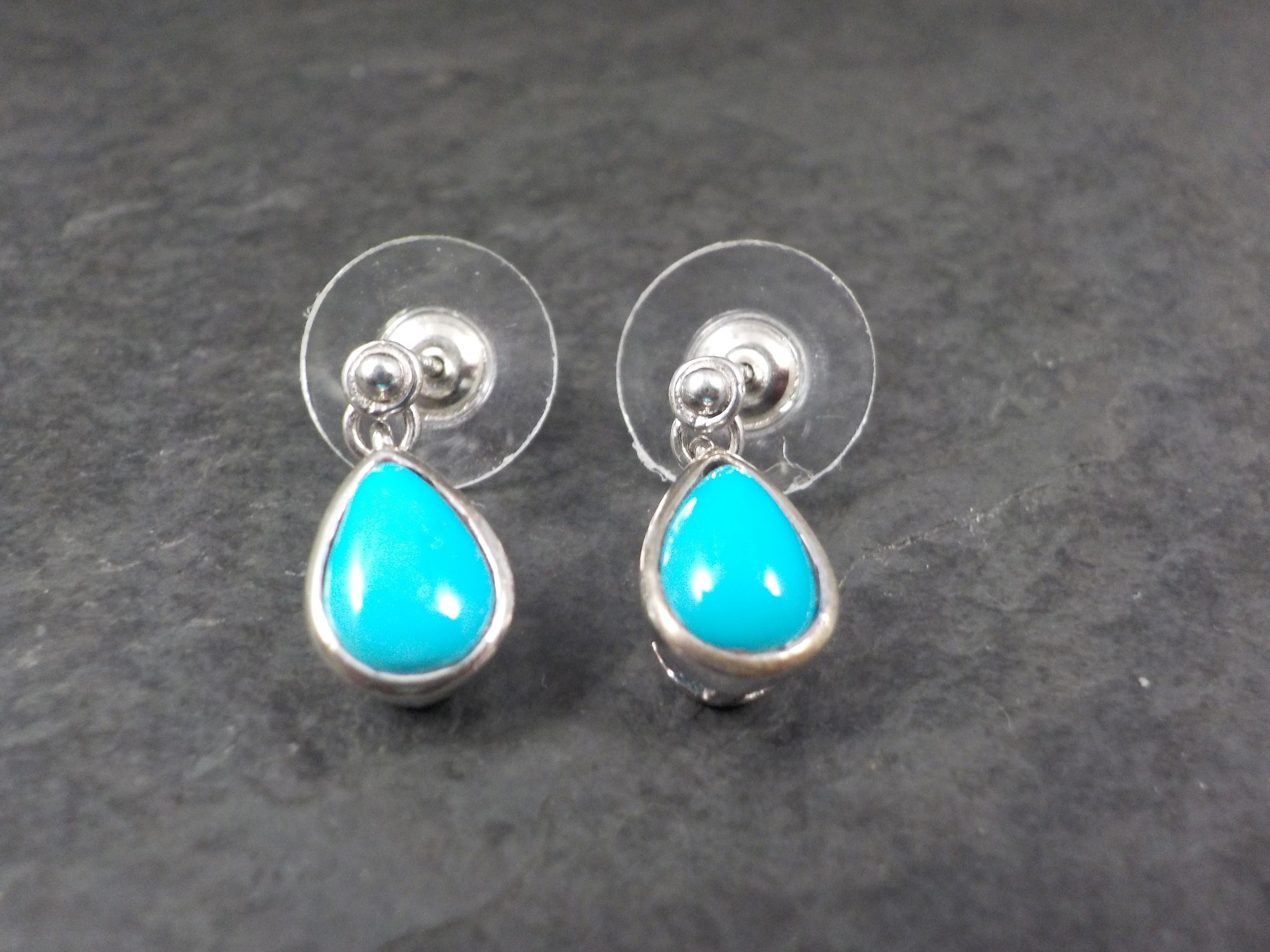 Modern Sterling Silver Turquoise Teardrop Earrings For Sale