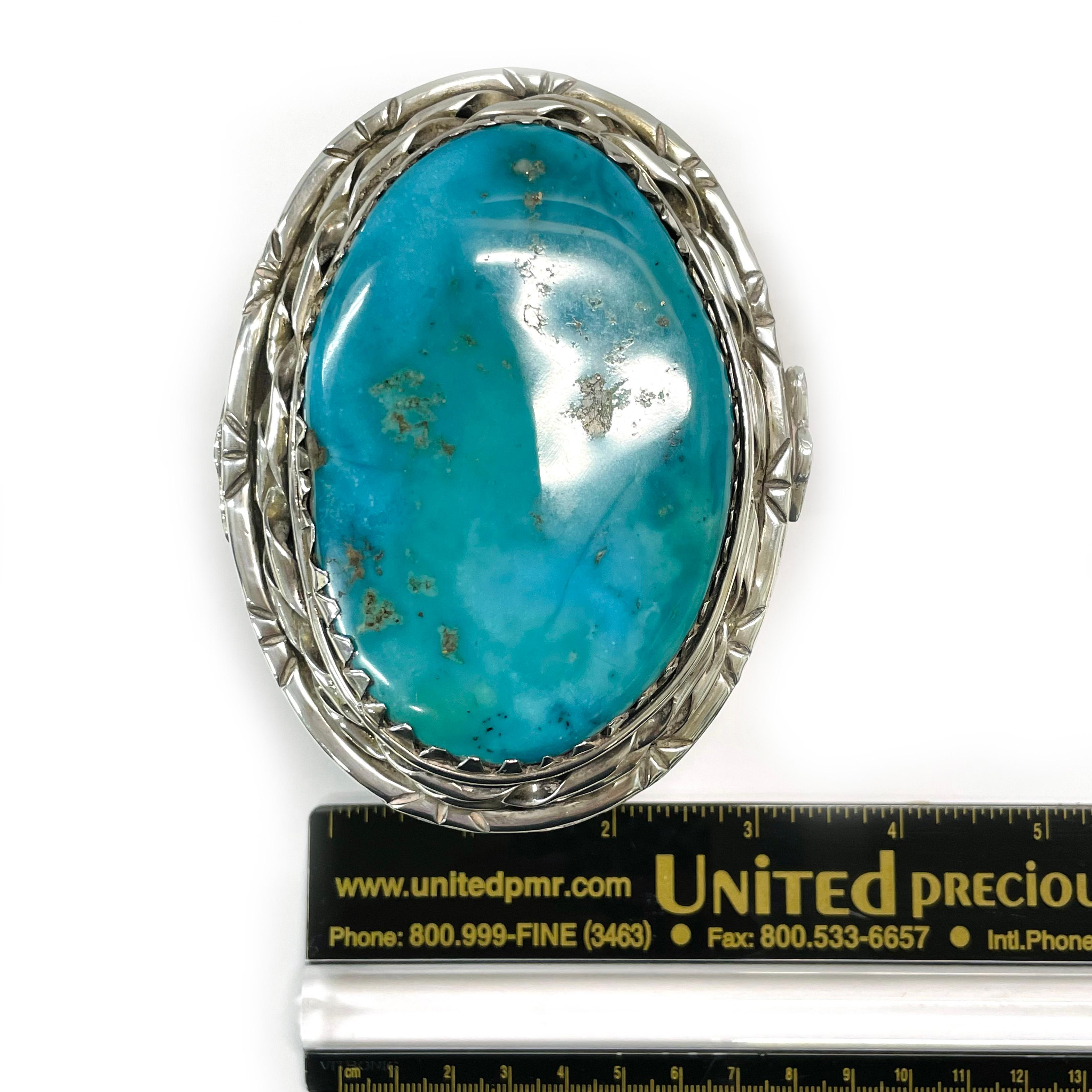 Sterling Silver Turquoise Thunderbird Cuff Bracelet 1