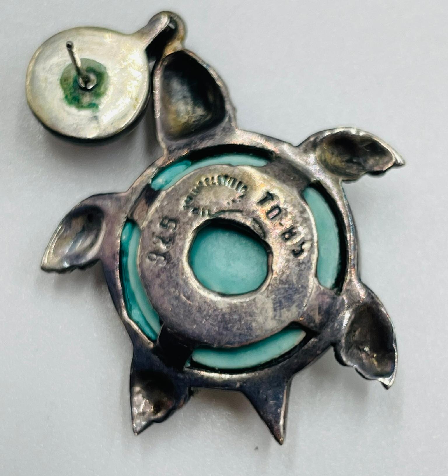 Orecchini a forma di tartaruga in argento di Emilia Castillo, Messico, firmati TO-85 in vendita 2