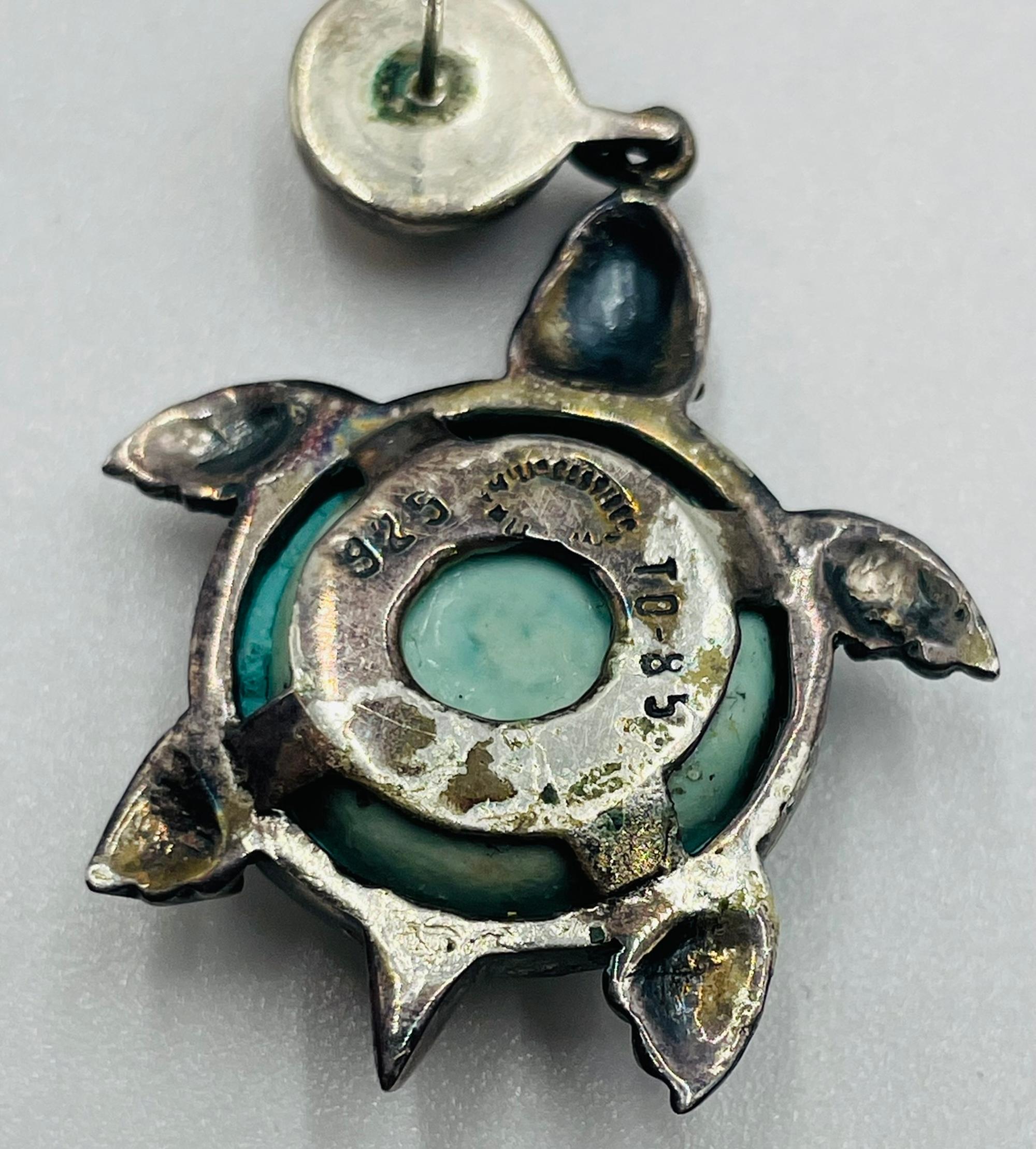 Orecchini a forma di tartaruga in argento di Emilia Castillo, Messico, firmati TO-85 in vendita 1