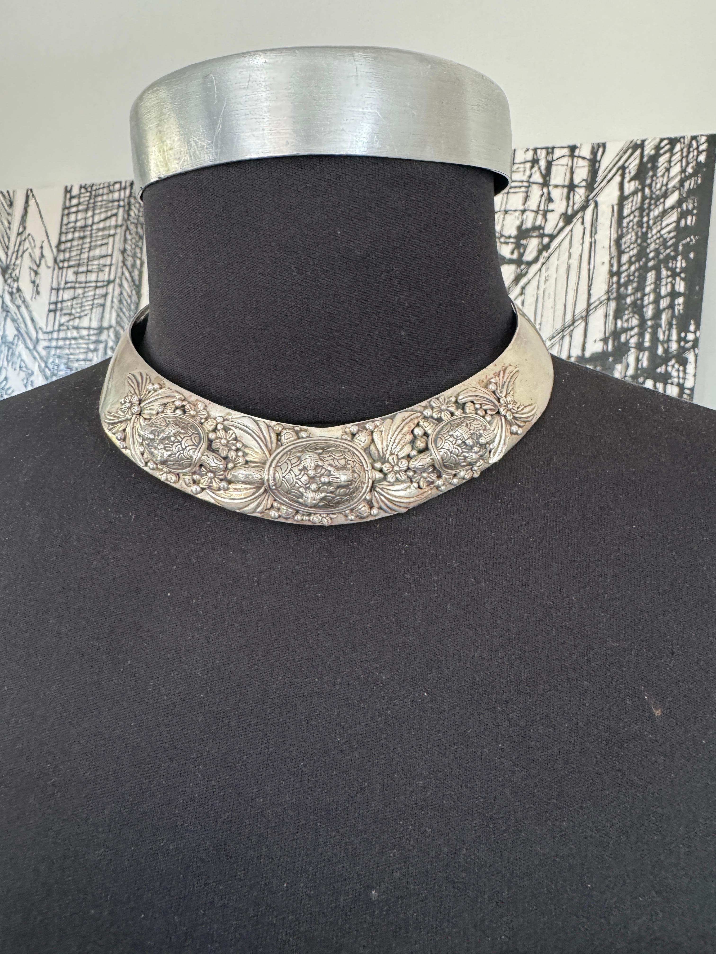 Sterling Silber Schildkröte Ring Carol Felley Cuff Malachit 1990 im Angebot 12