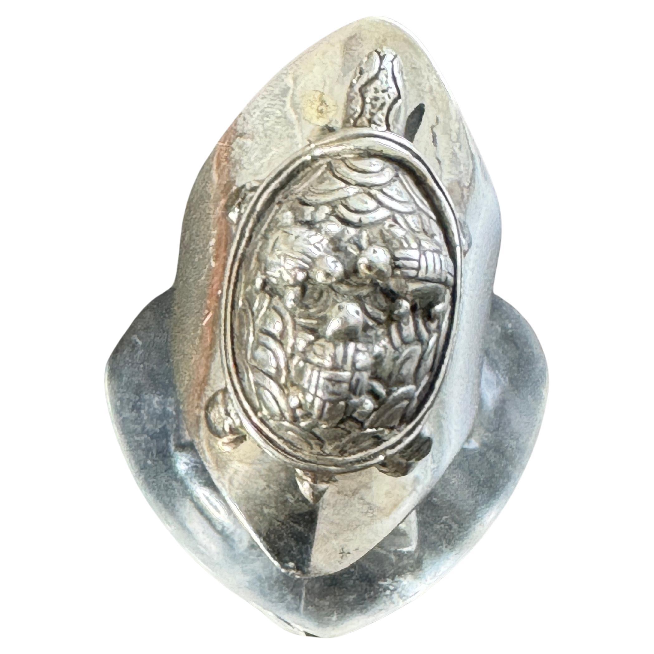 Sterling Silber Schildkröte Ring Carol Felley Cuff Malachit 1990 im Zustand „Hervorragend“ im Angebot in Wallkill, NY