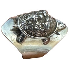 Anello Tartaruga in argento Sterling Carol Felley Cuff Malachite 1990