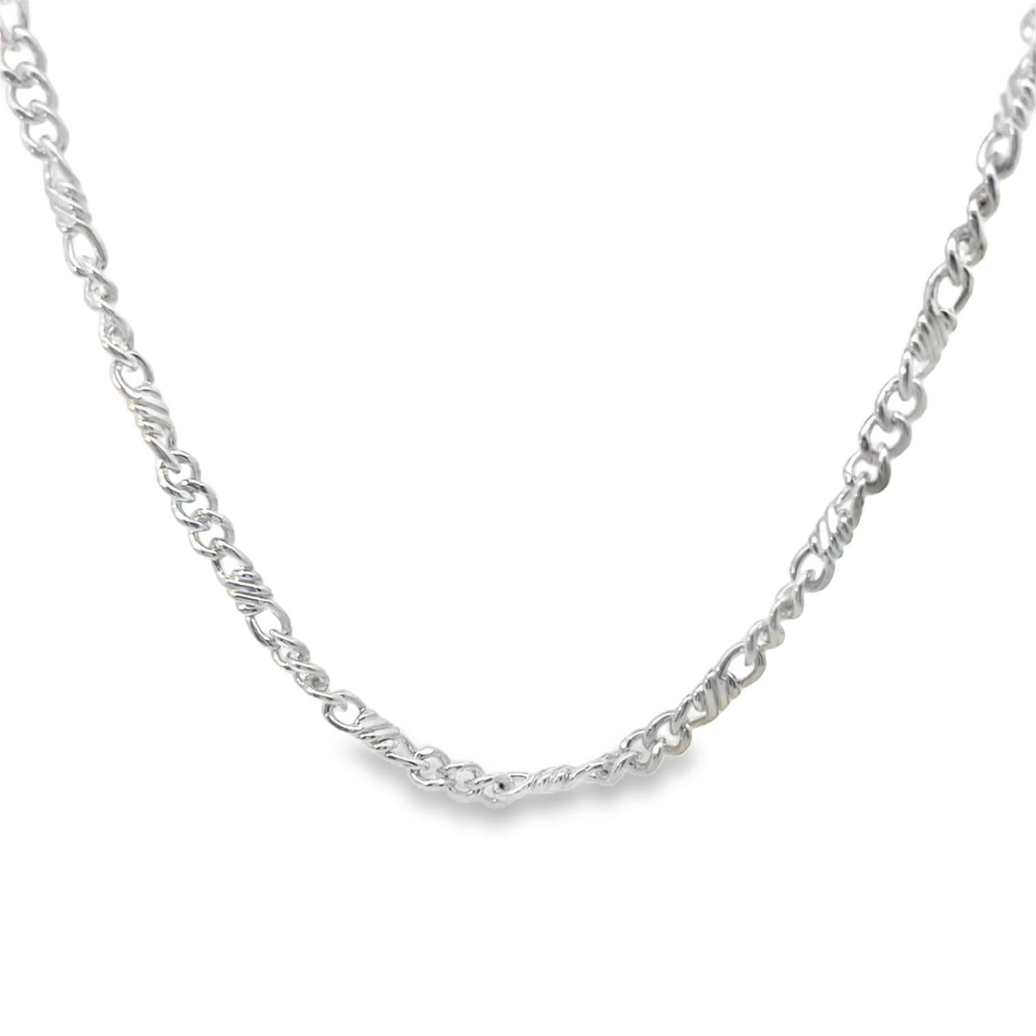 Sterling Silver Twist Figaro Chain Necklace