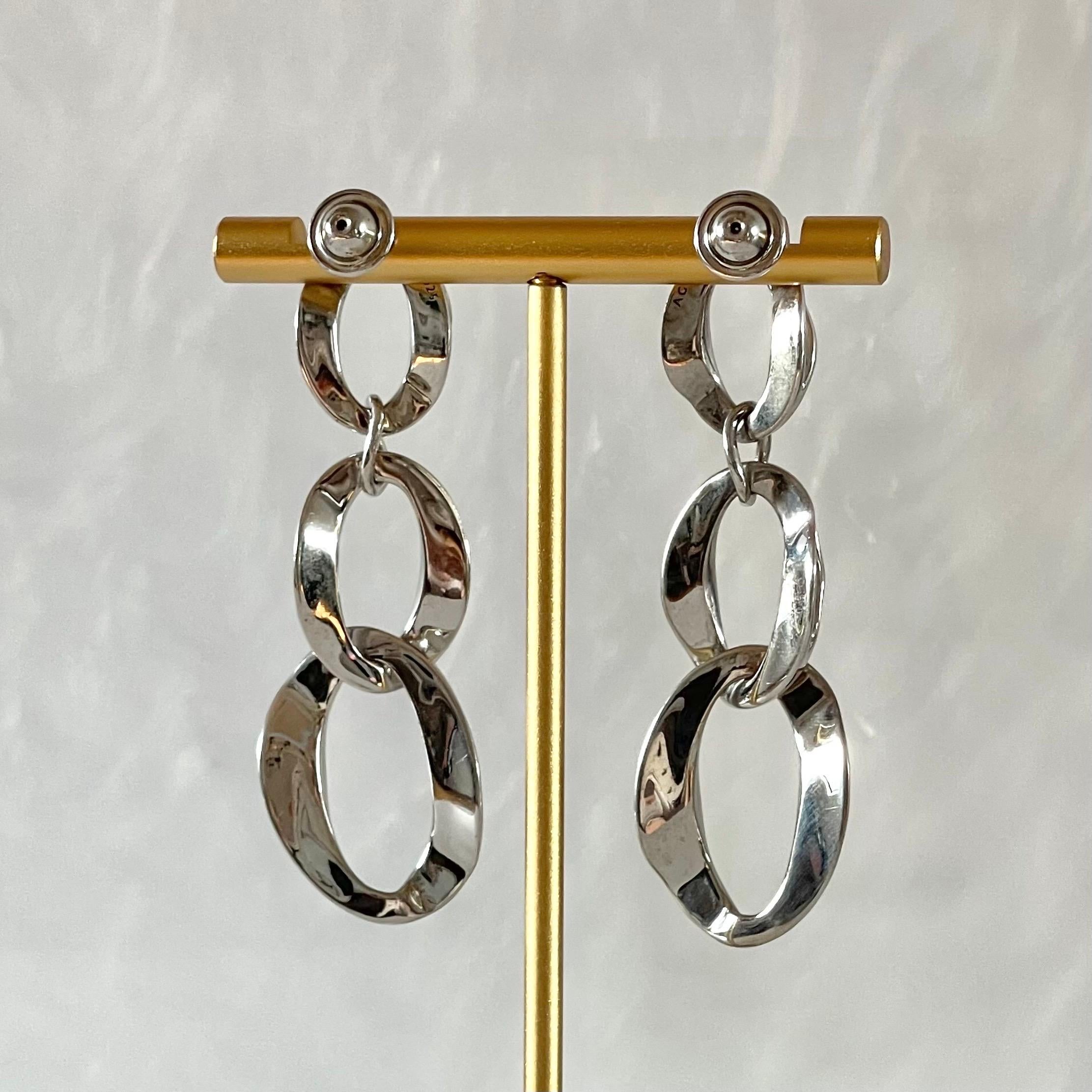 Orecchini a goccia aperti in argento contorto A Link In condizioni Nuovo in vendita a Ridgefield, CT