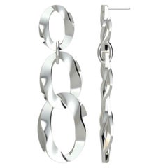 Sterling Silver Twisted Open Link Drop Earrings