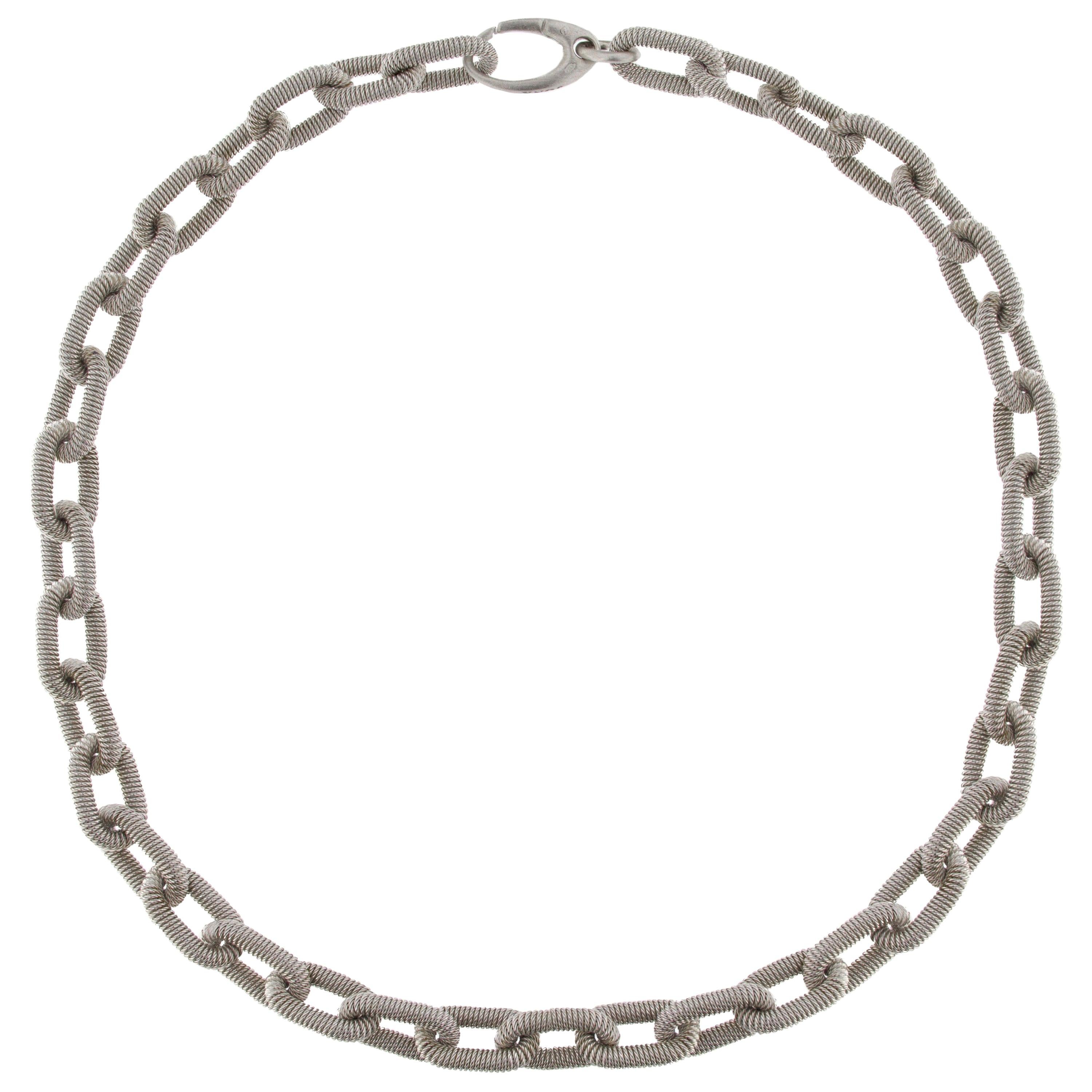 Sterling Silver Twisted Wire Chain Link Necklace at 1stDibs