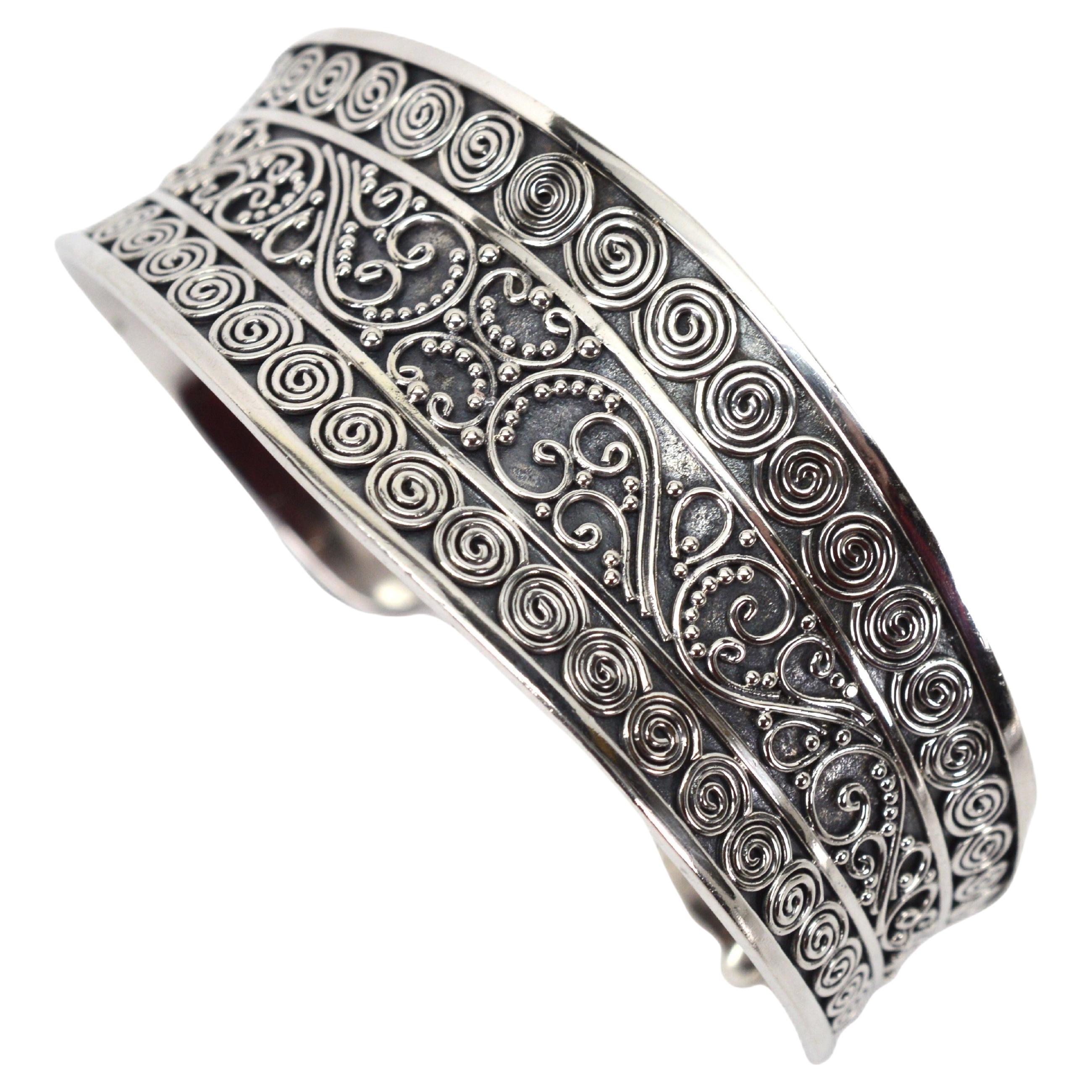 Sterling Silver Twisted Wire Design Cuff Bracelet