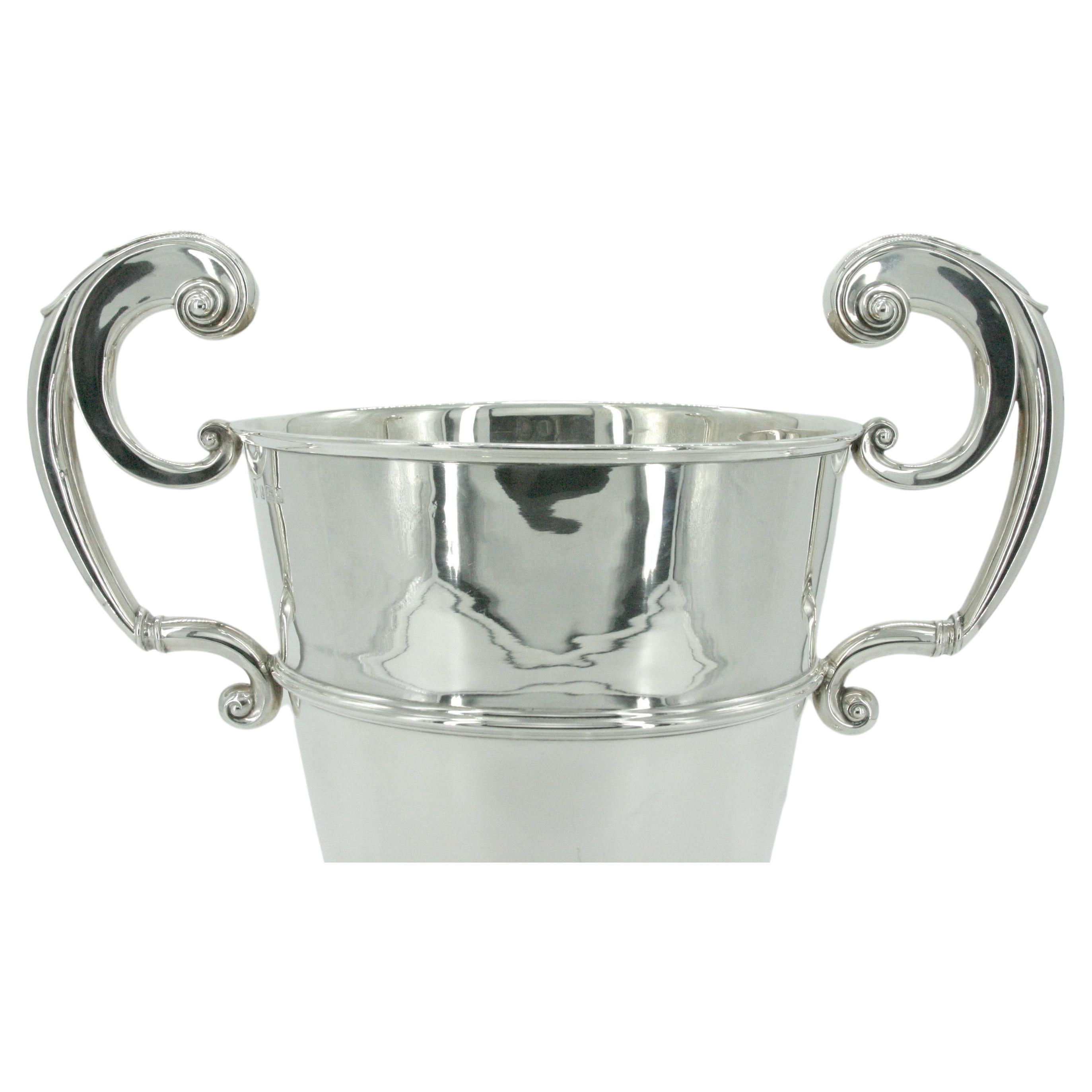 Art Deco Sterling Silver Two Handled Birmingham Wine Cooler For Sale