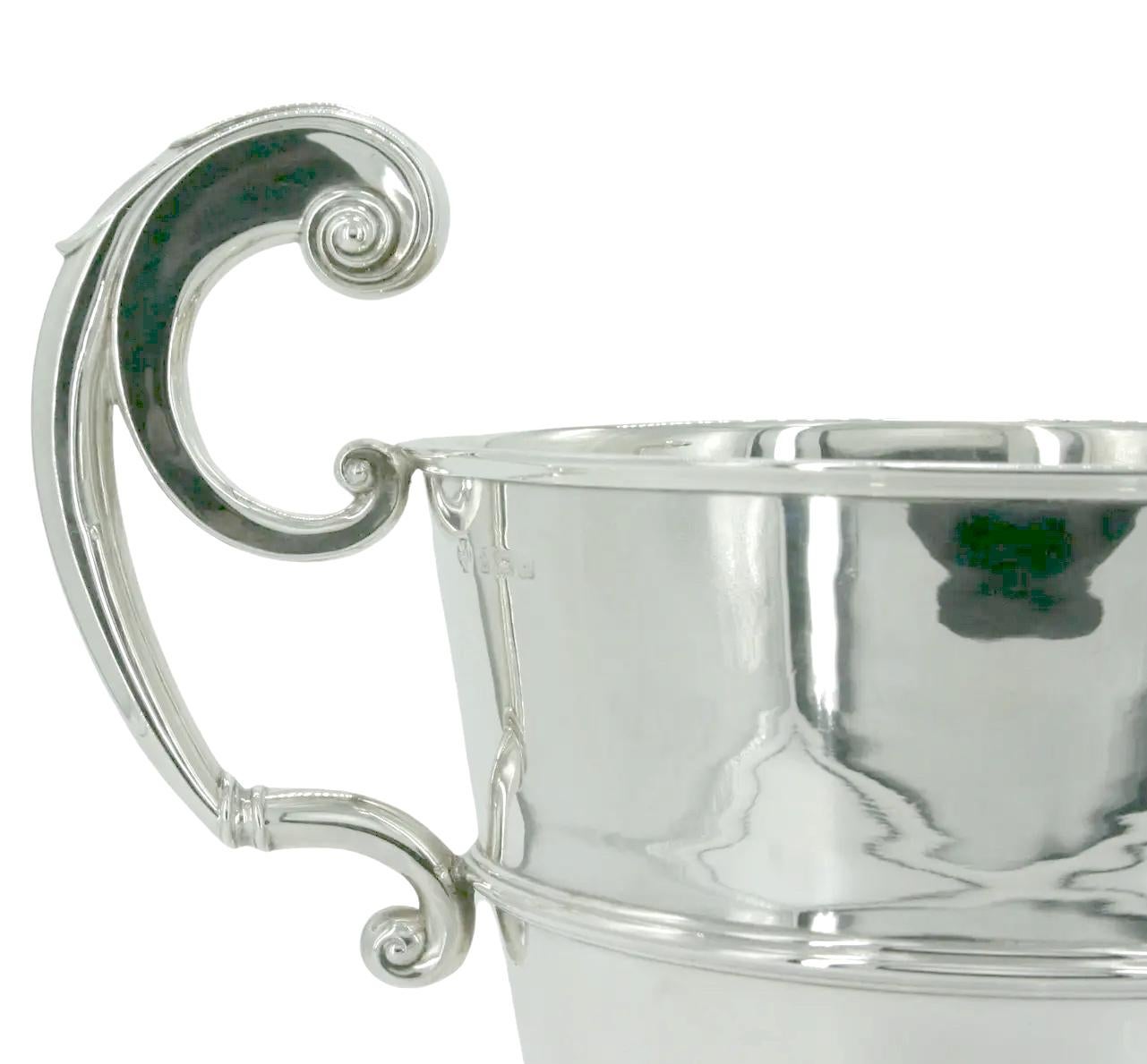 Sterling Silver Two Handled Birmingham Wine Cooler In Good Condition For Sale In Tarry Town, NY