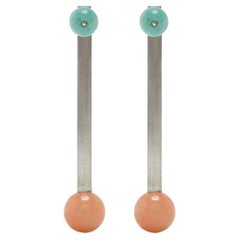 Sterling Silver Two-Tone Jasper Geometric Earrings