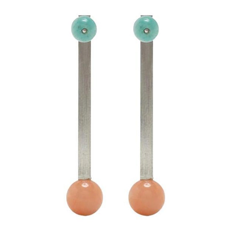 Geometrische Ohrringe aus zweifarbigem Jaspis in Sterlingsilber