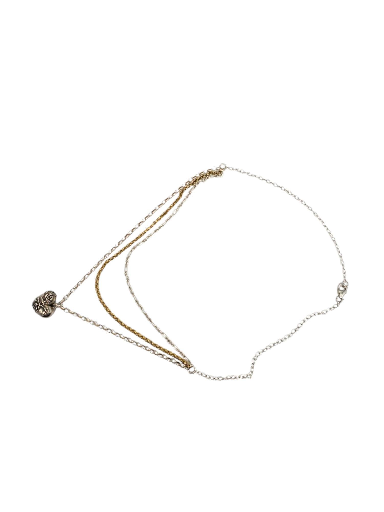 Donna Collana con ciondolo a forma di cuore in argento sterling bicolore #21291 in vendita