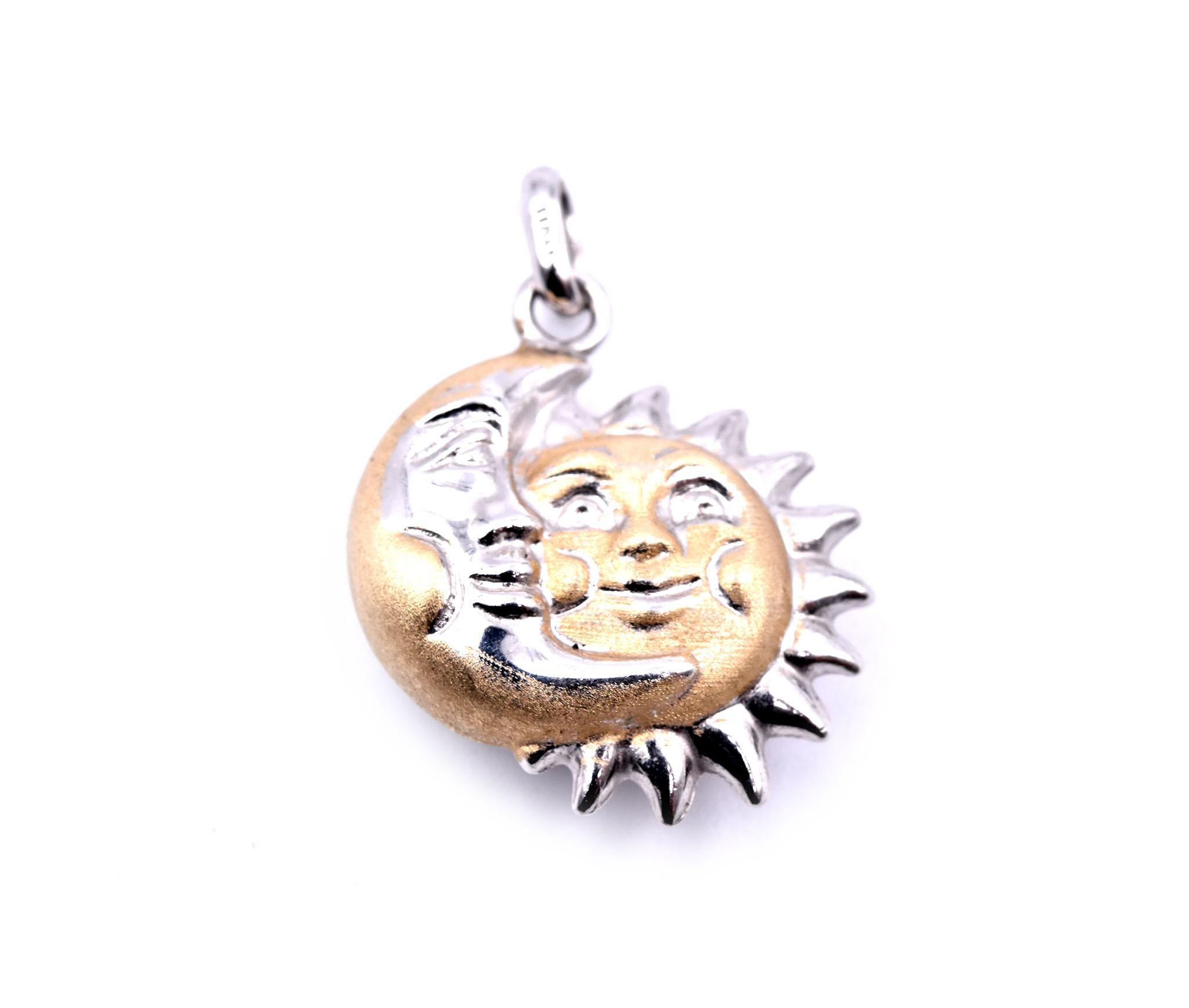 Women's Sterling Silver Two-Tone Sun and Moon Pendant