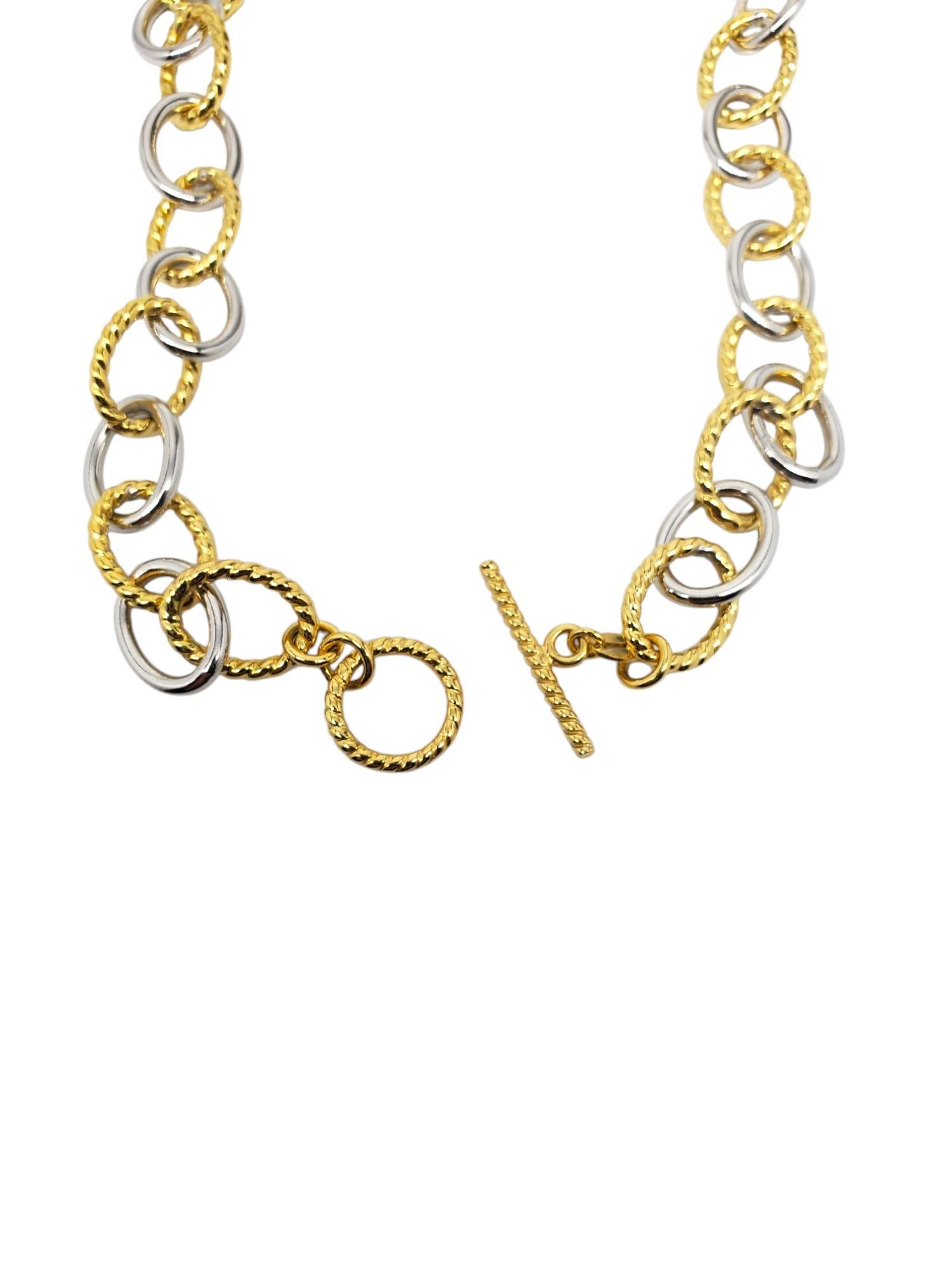 Donna Collana a catena ovale ritorta in argento Sterling Two-Tone #21154 in vendita