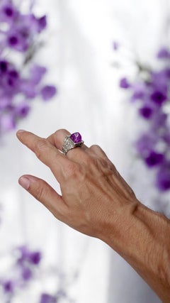 Sterling silver unisex ring with crystals and hand carved recycled plastic