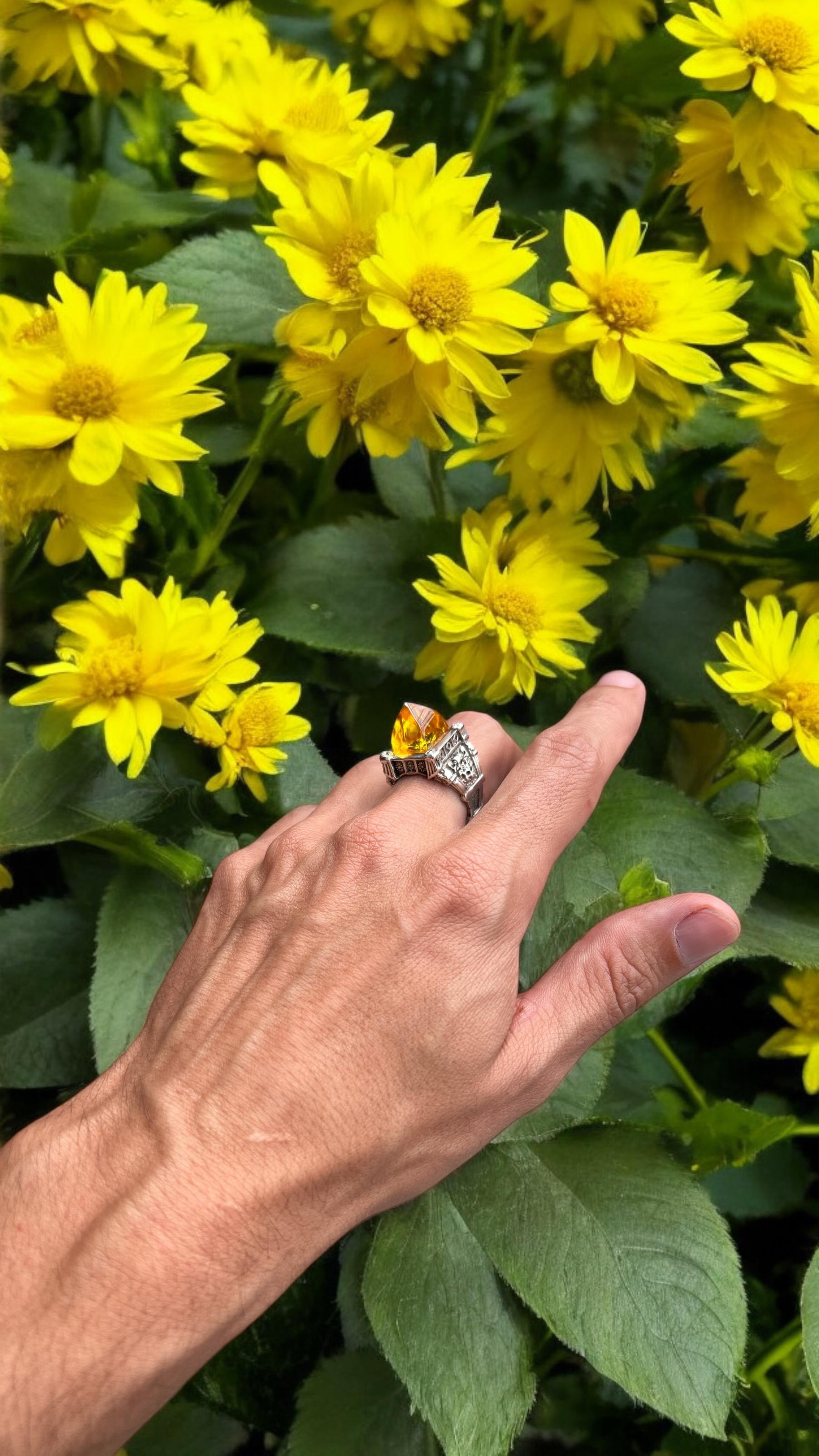 For Sale:  Sterling silver unisex ring with crystals and hand carved recycled plastic 2
