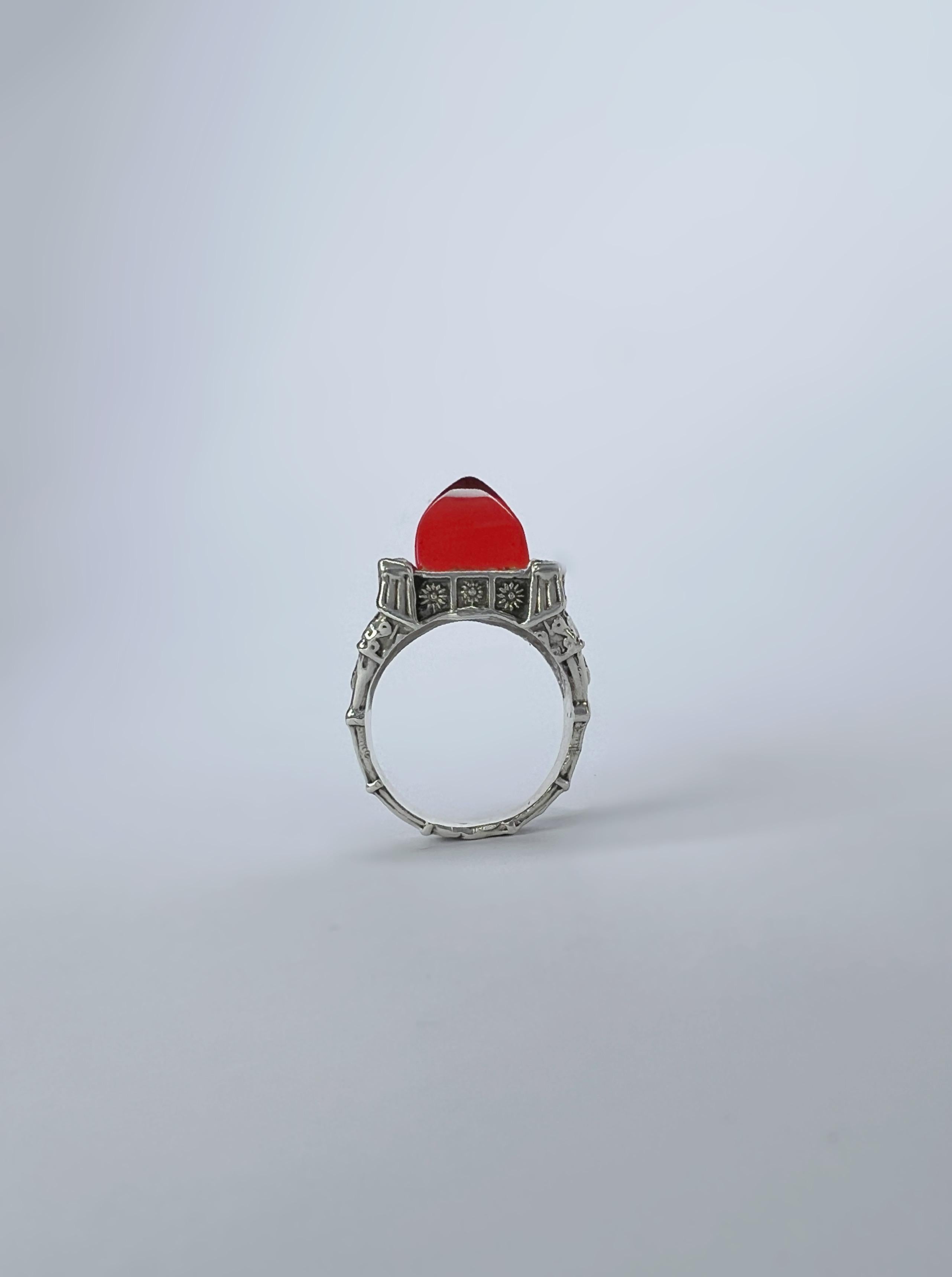 For Sale:  Sterling silver unisex ring with crystals and hand carved recycled plastic 3