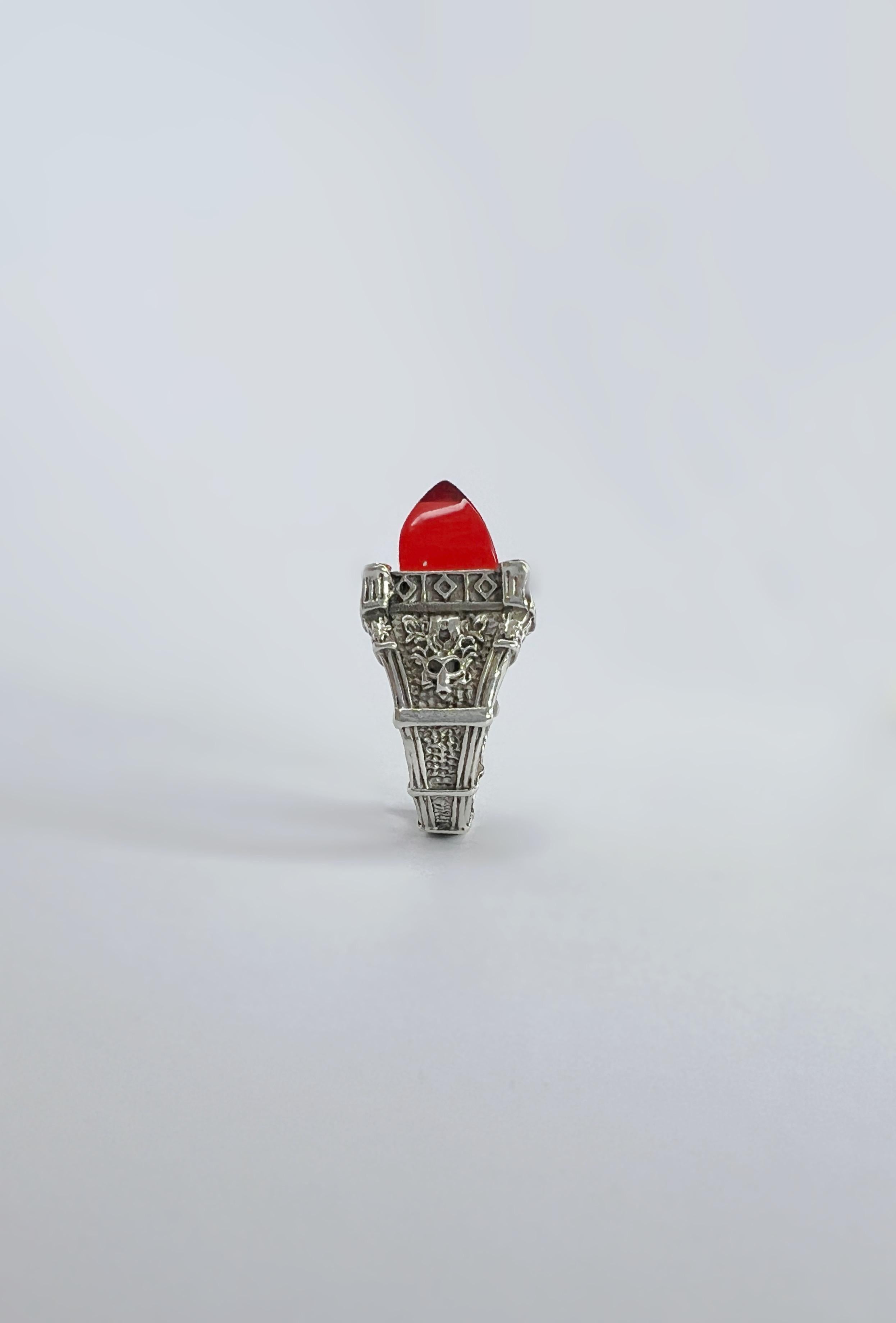 For Sale:  Sterling silver unisex ring with crystals and hand carved recycled plastic 4