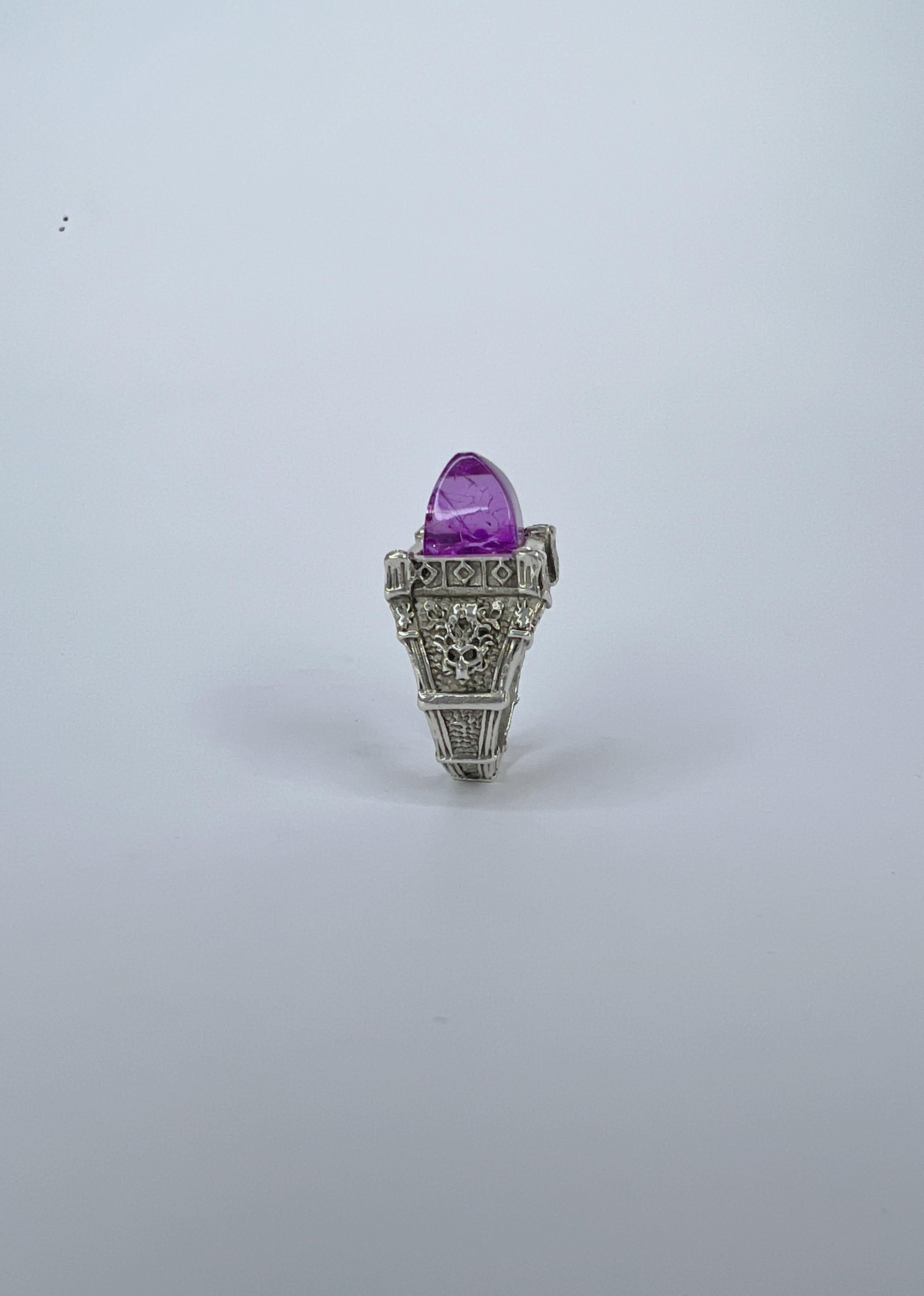 For Sale:  Sterling silver unisex ring with crystals and hand carved recycled plastic 4