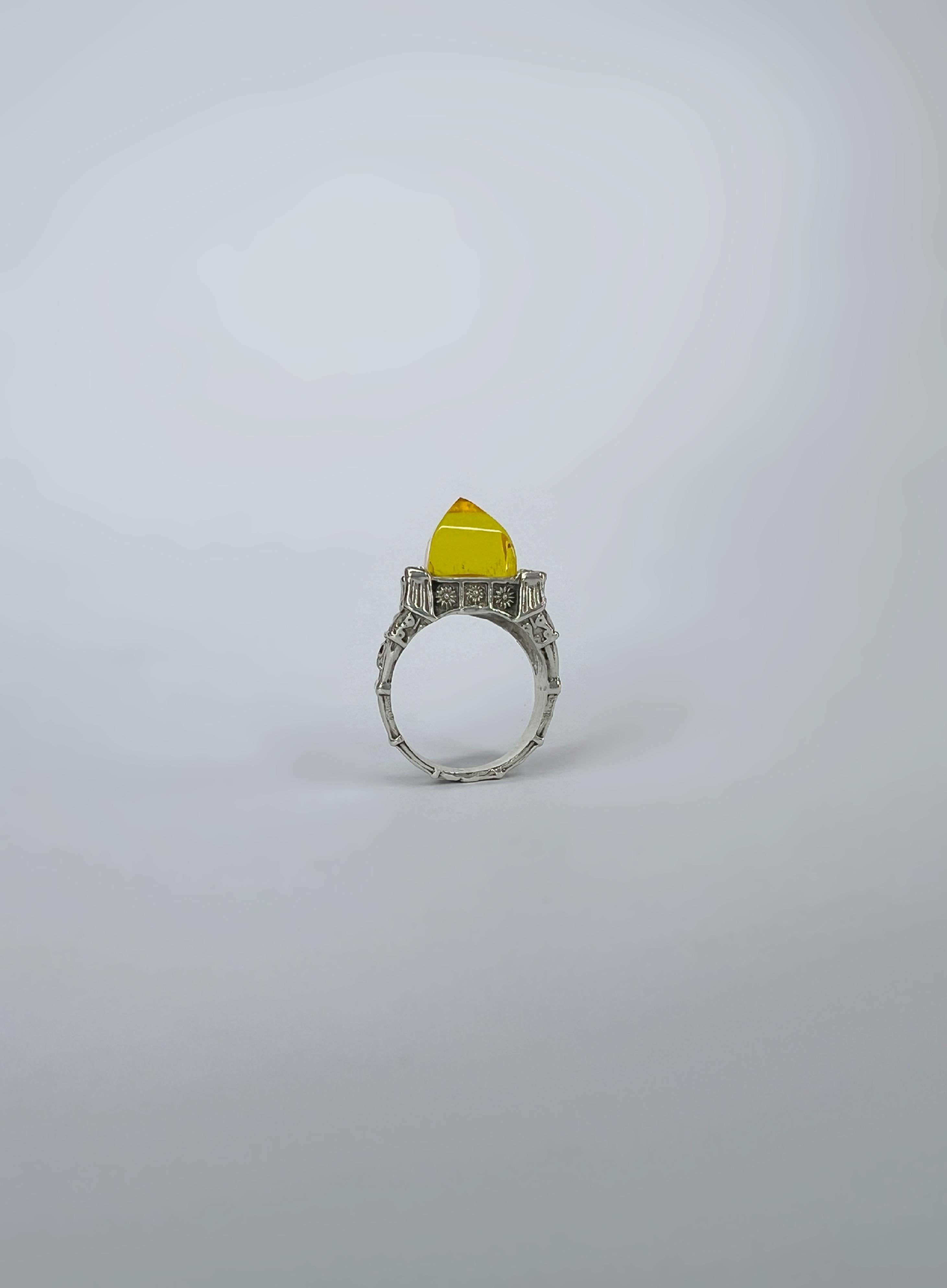 For Sale:  Sterling silver unisex ring with crystals and hand carved recycled plastic 4