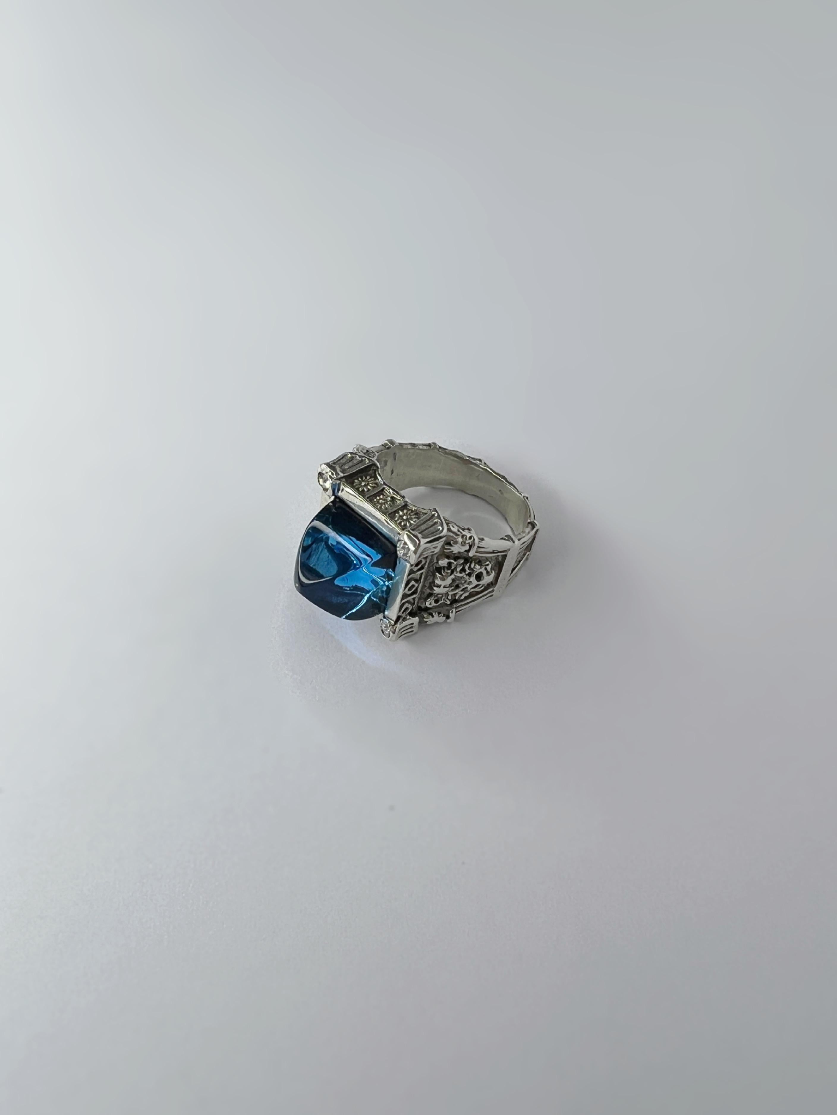 For Sale:  Sterling silver unisex ring with crystals and hand carved recycled plastic 4
