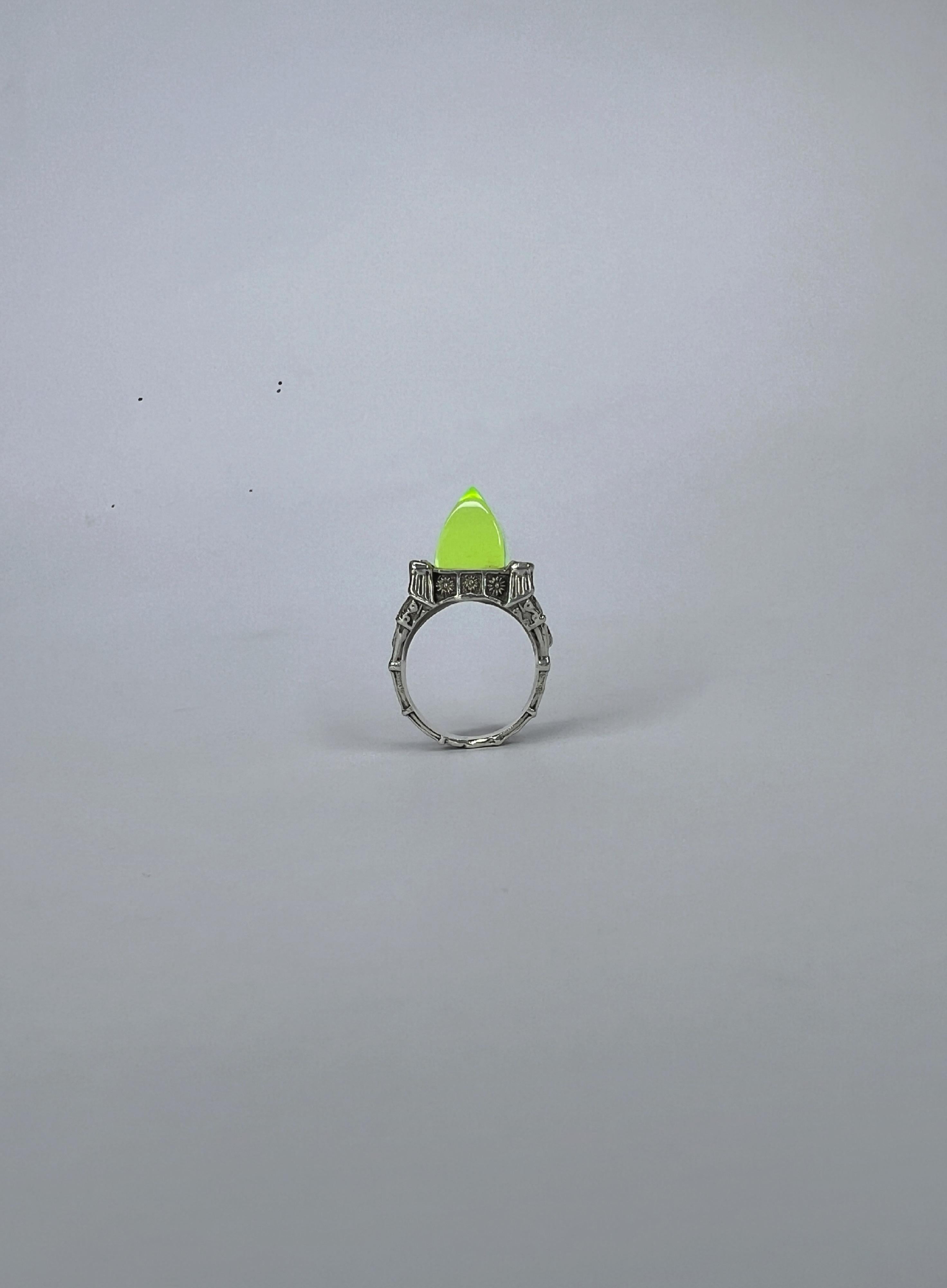 For Sale:  Sterling silver unisex ring with crystals and hand carved recycled plastic 4