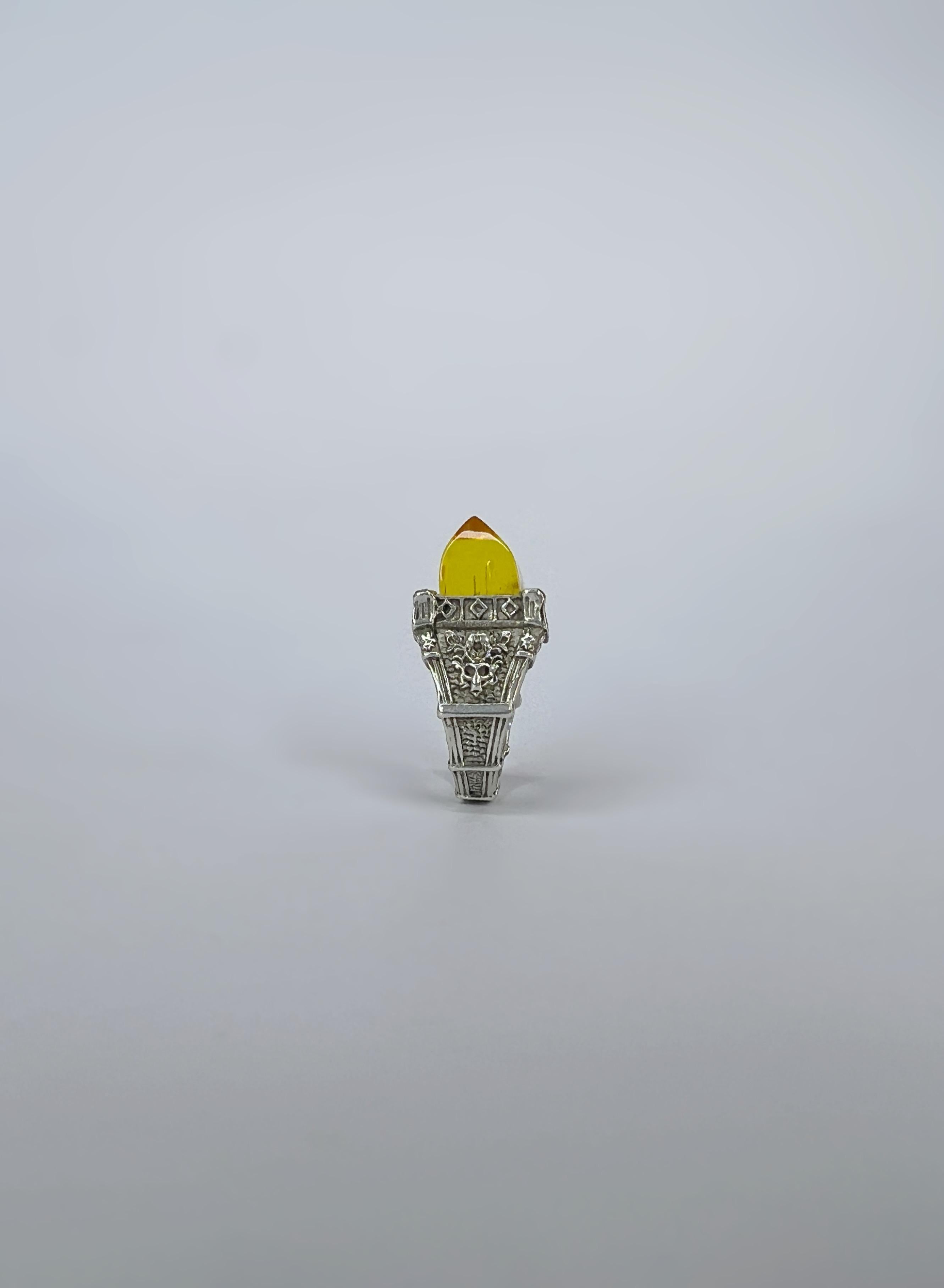 For Sale:  Sterling silver unisex ring with crystals and hand carved recycled plastic 5