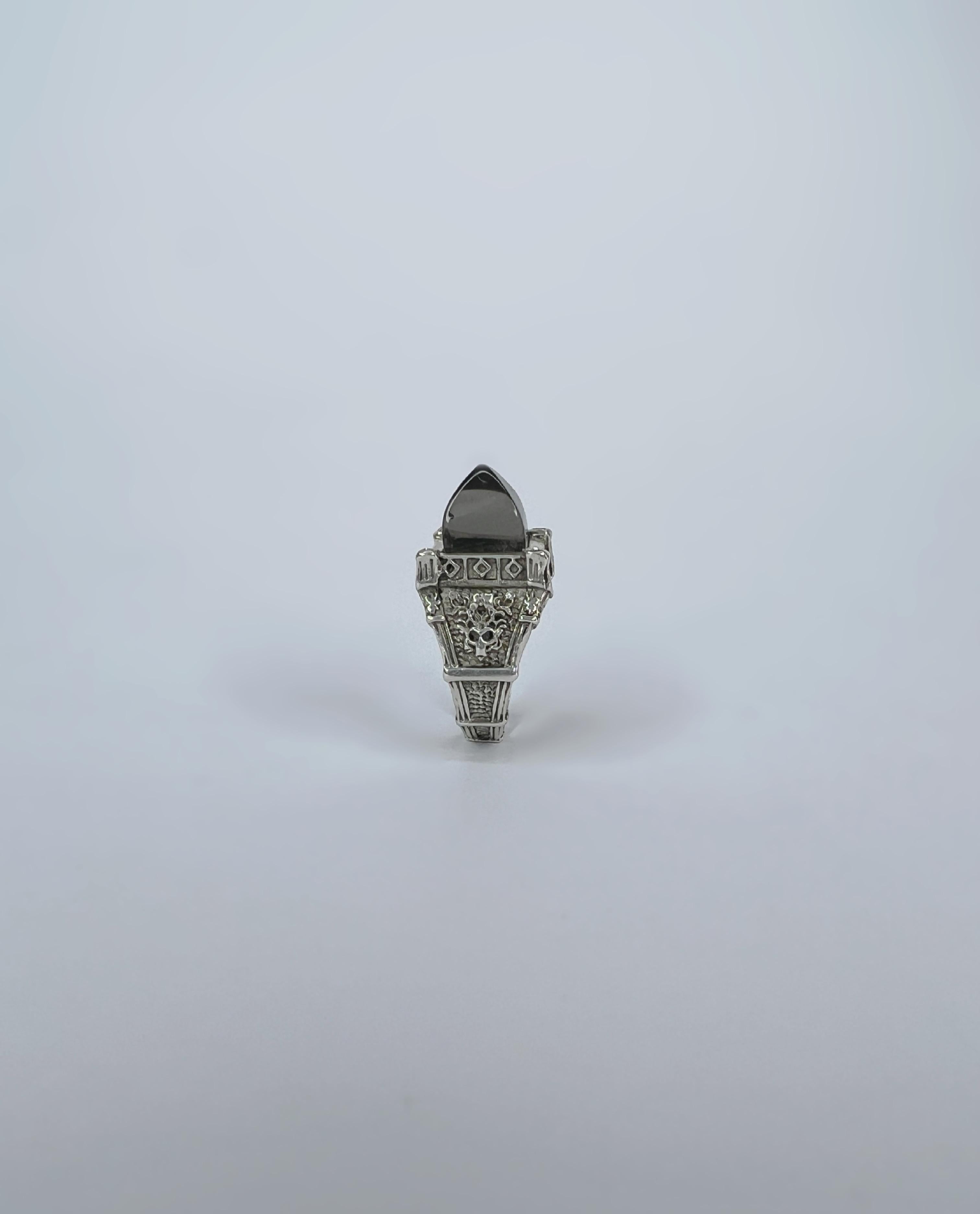 For Sale:  Sterling silver unisex ring with crystals and hand carved recycled plastic 5