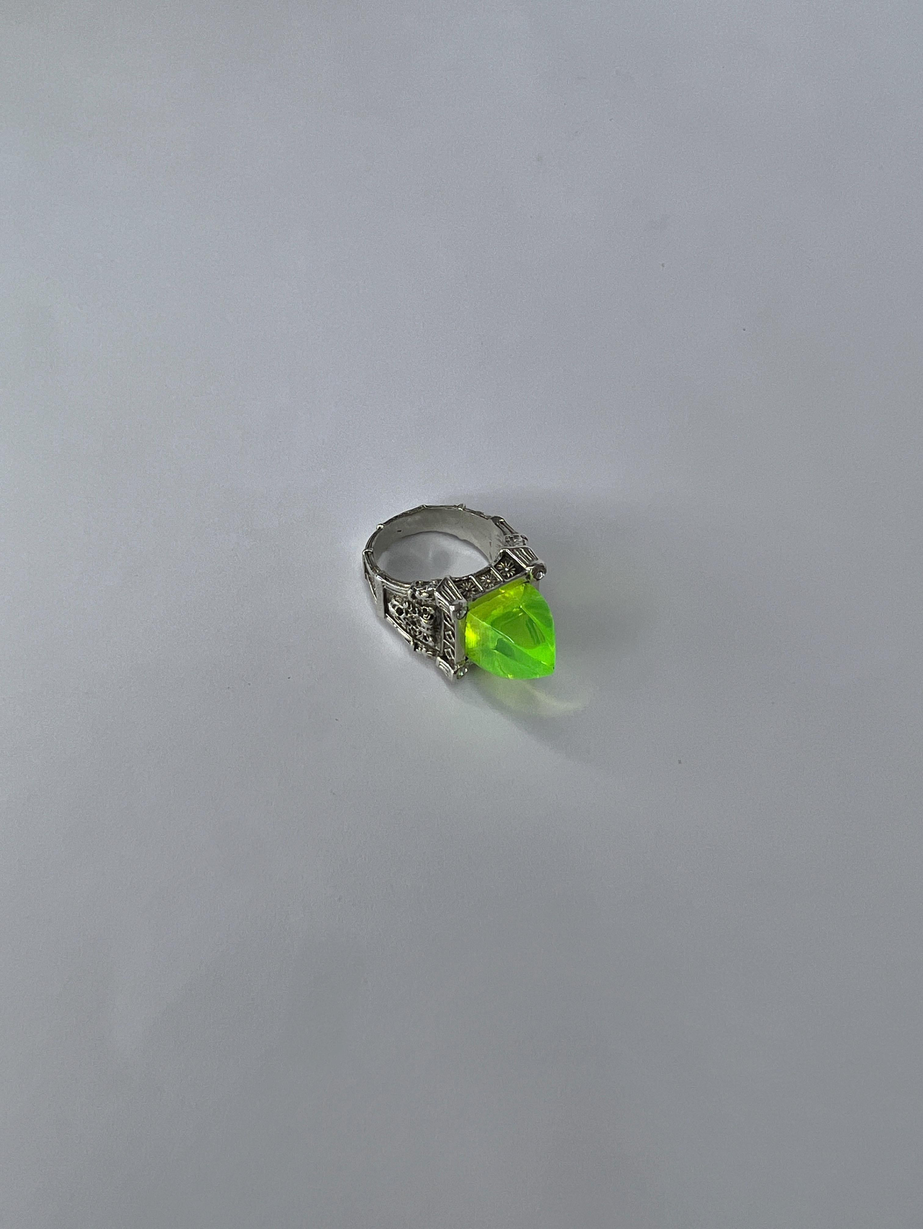 For Sale:  Sterling silver unisex ring with crystals and hand carved recycled plastic 6