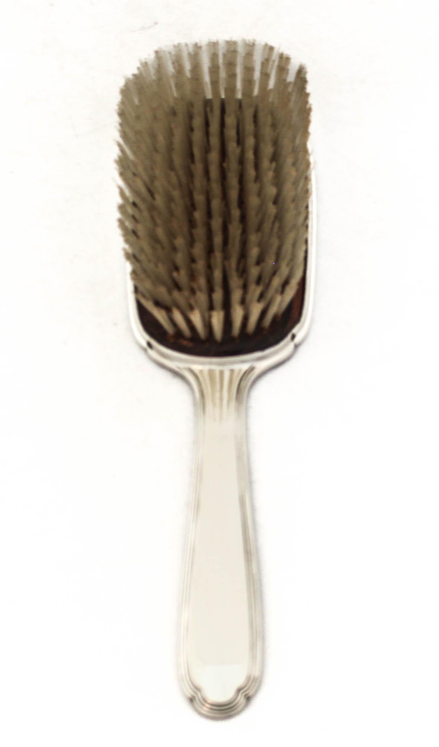 Sterling Silver Vanity Brush & Mirror In Excellent Condition For Sale In Brooklyn, NY