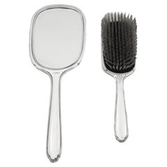 Brosse et miroir de coiffeuse en A Silver
