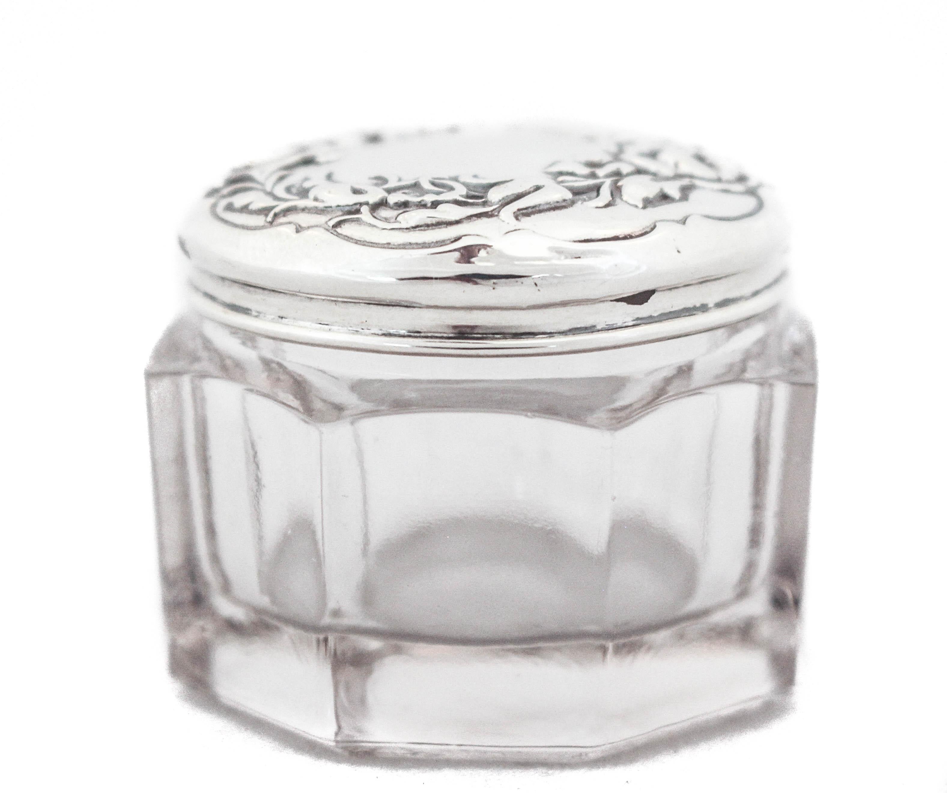 Art Nouveau Sterling Silver Vanity Jar For Sale
