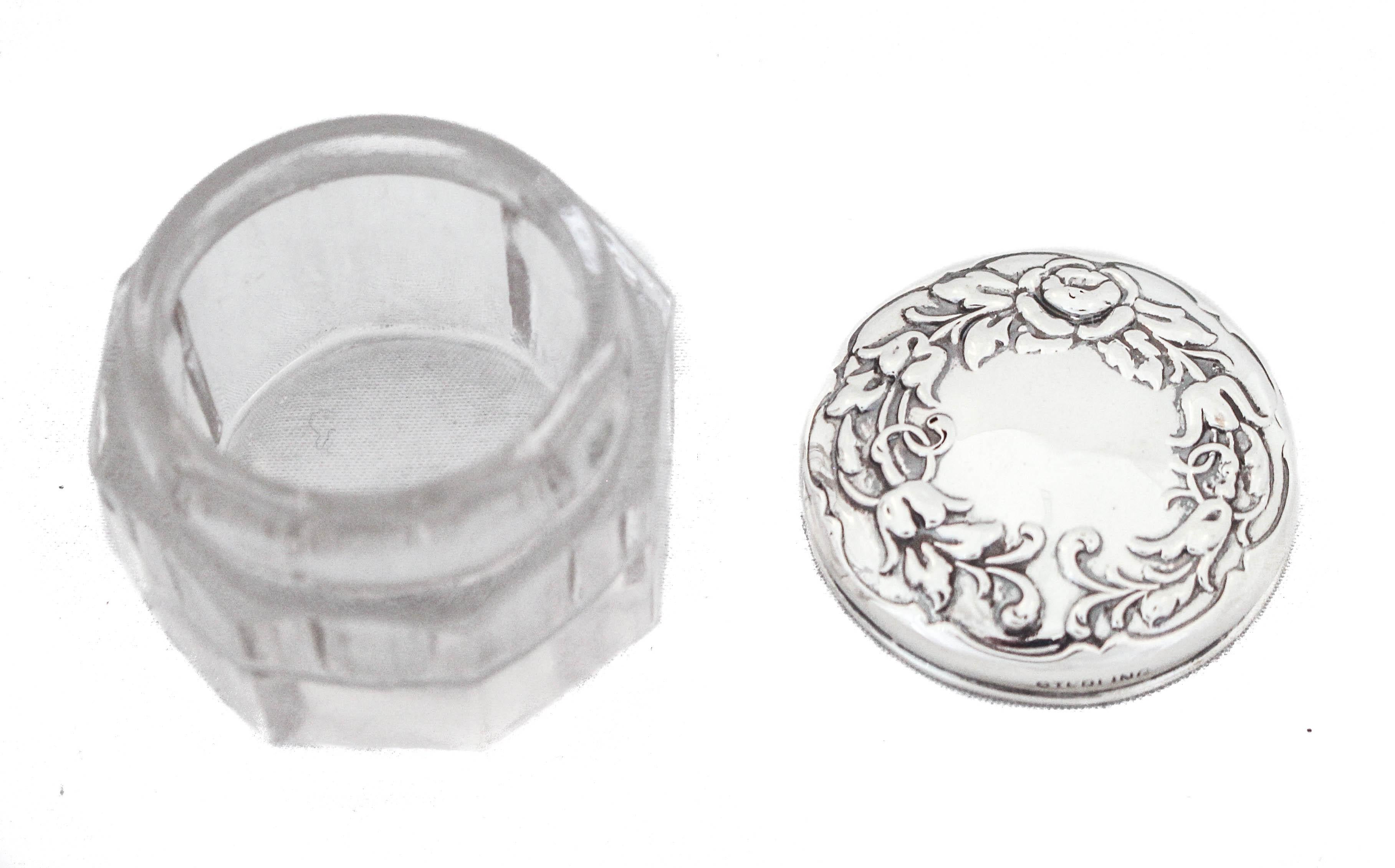 American Sterling Silver Vanity Jar For Sale