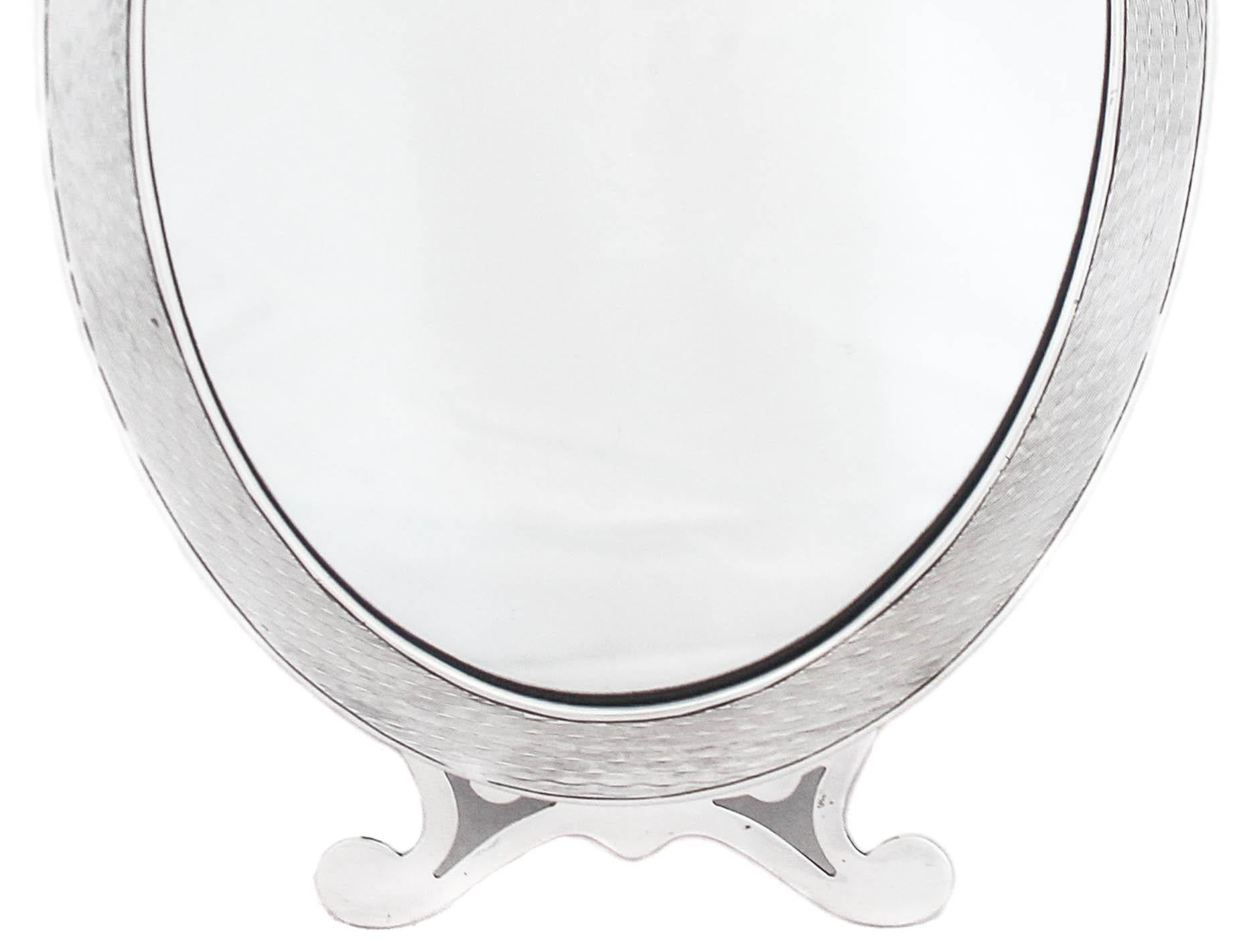American Sterling Silver Vanity Mirror For Sale