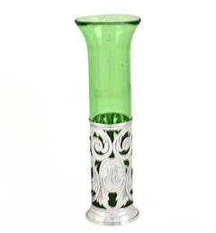 Sterling Silver Vase with Green Glass Liner