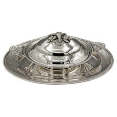 Sterling Silver Vegetable dish plus tray Venetian Style