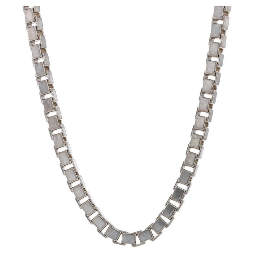Sterling Silver Venetian Box Chain Necklace 22" - 925 Italy