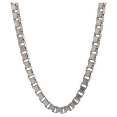 Sterling Silver Venetian Box Chain Necklace 22" - 925 Italy