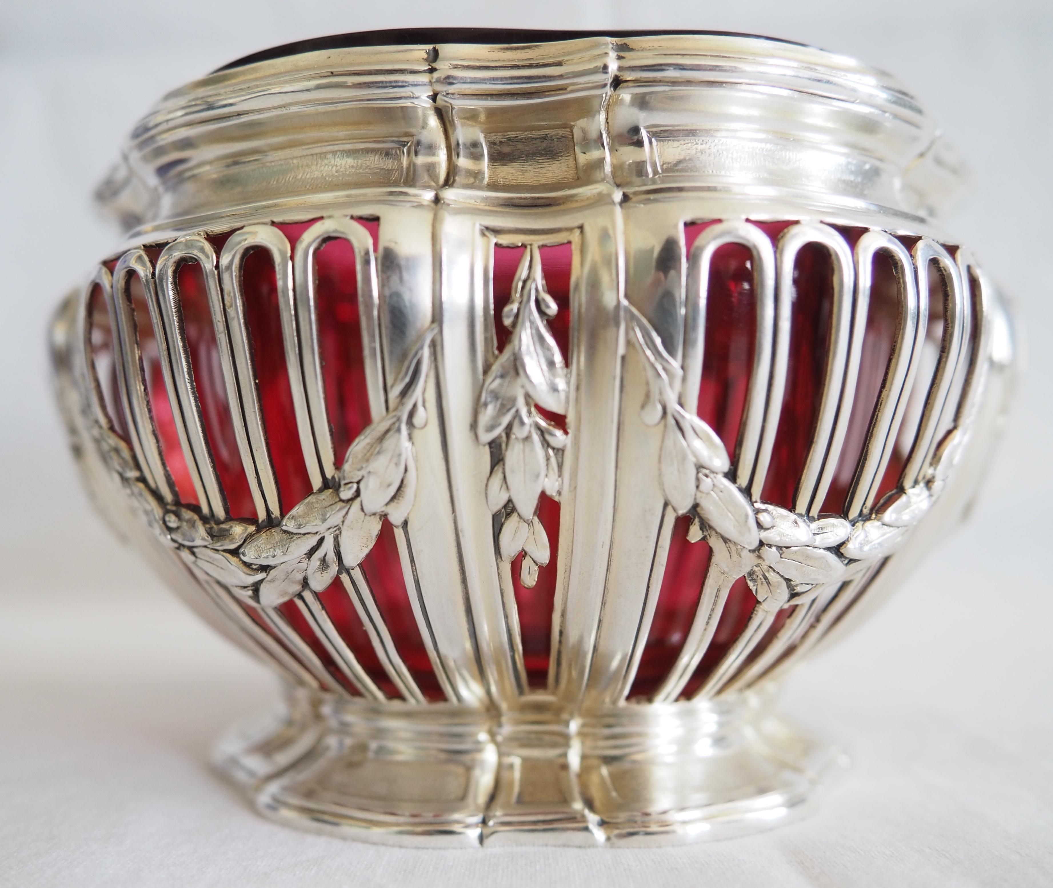 Sterling silver, vermeil and Baccarat crystal Louis XVI style bowl / ramekin 2