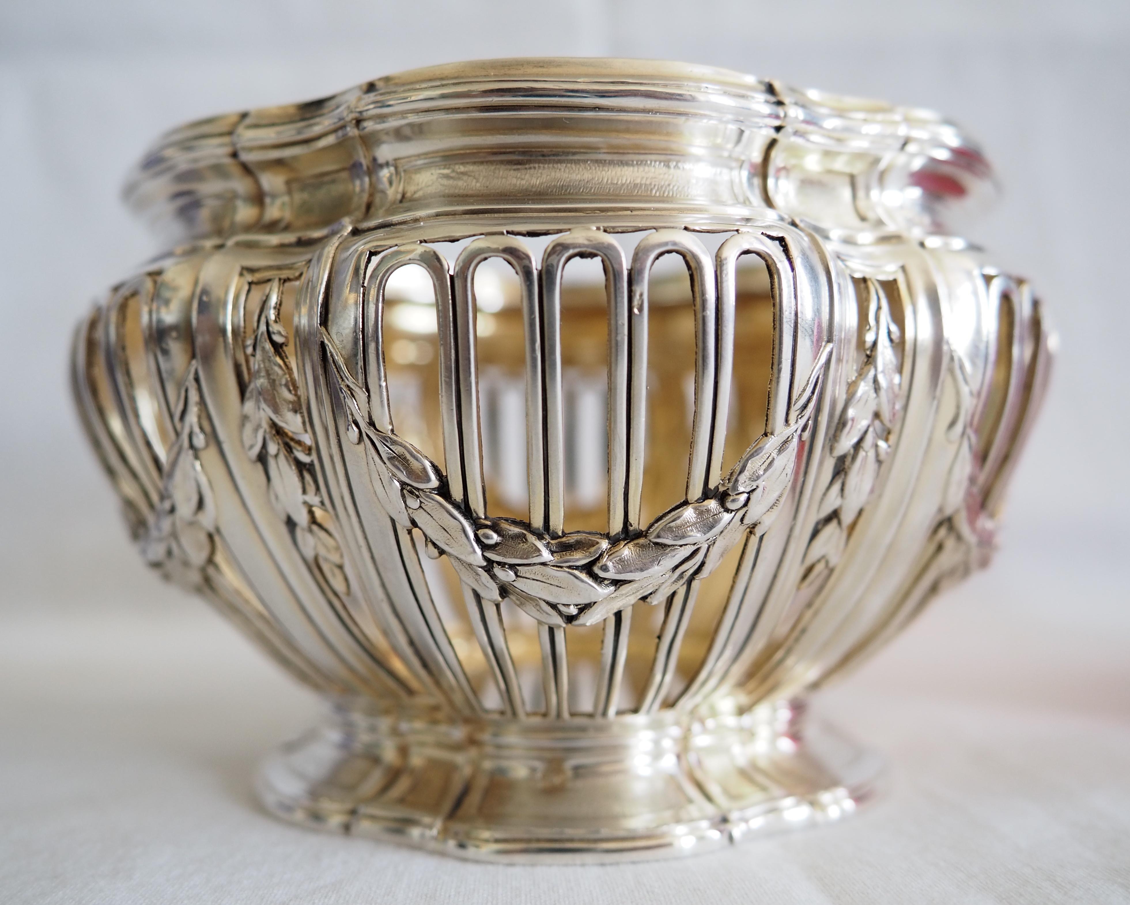 Sterling silver, vermeil and Baccarat crystal Louis XVI style bowl / ramekin 1