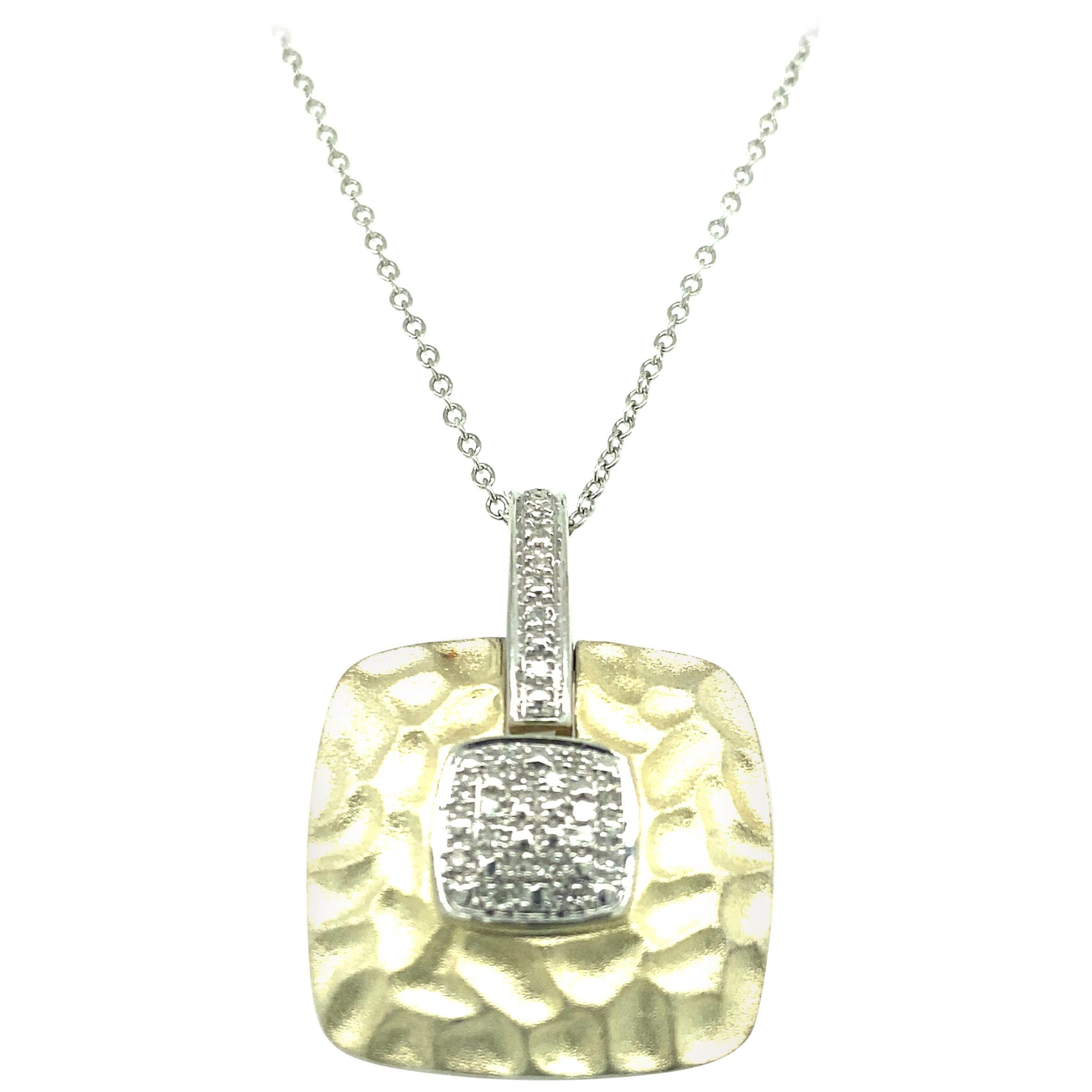 Sterling Silver Vermeil Diamond Pendant Necklace